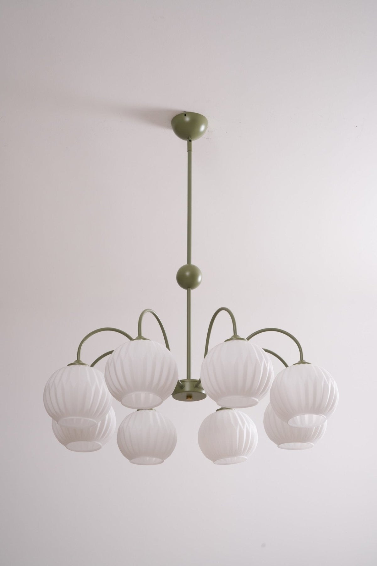 Velaaria lámpara de araña verde vidrio Ribeteado moderno 8-Light