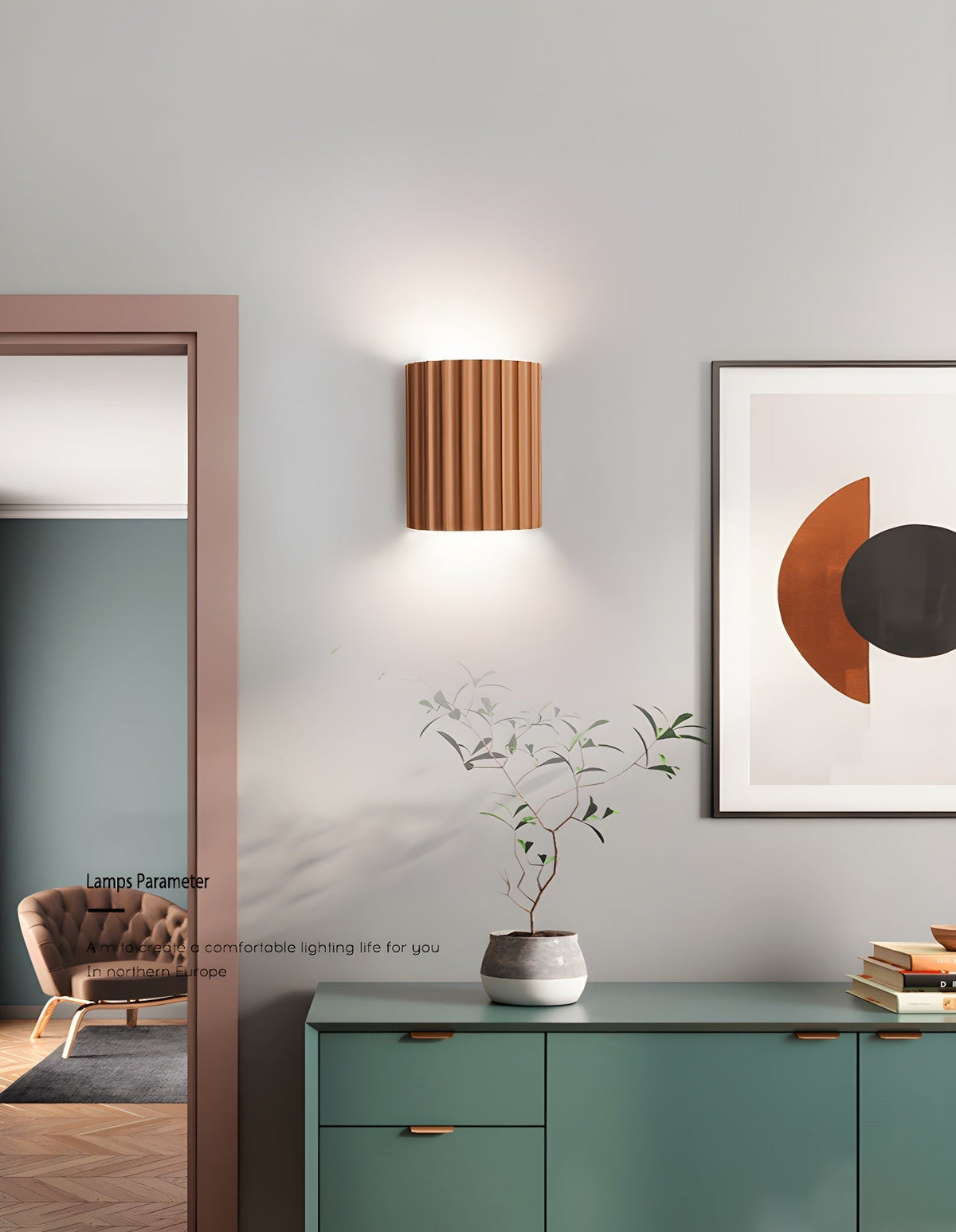 Ivvinen aplique de pared nórdico con diseño artístico en resina ribeteada