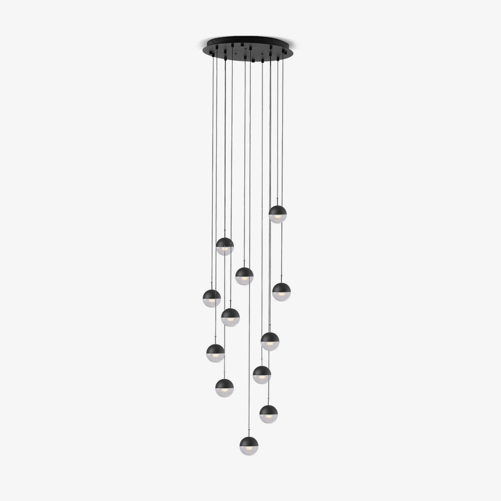 Zaneth lámpara colgante de acero vidrio multi-gota minimalista para escalera