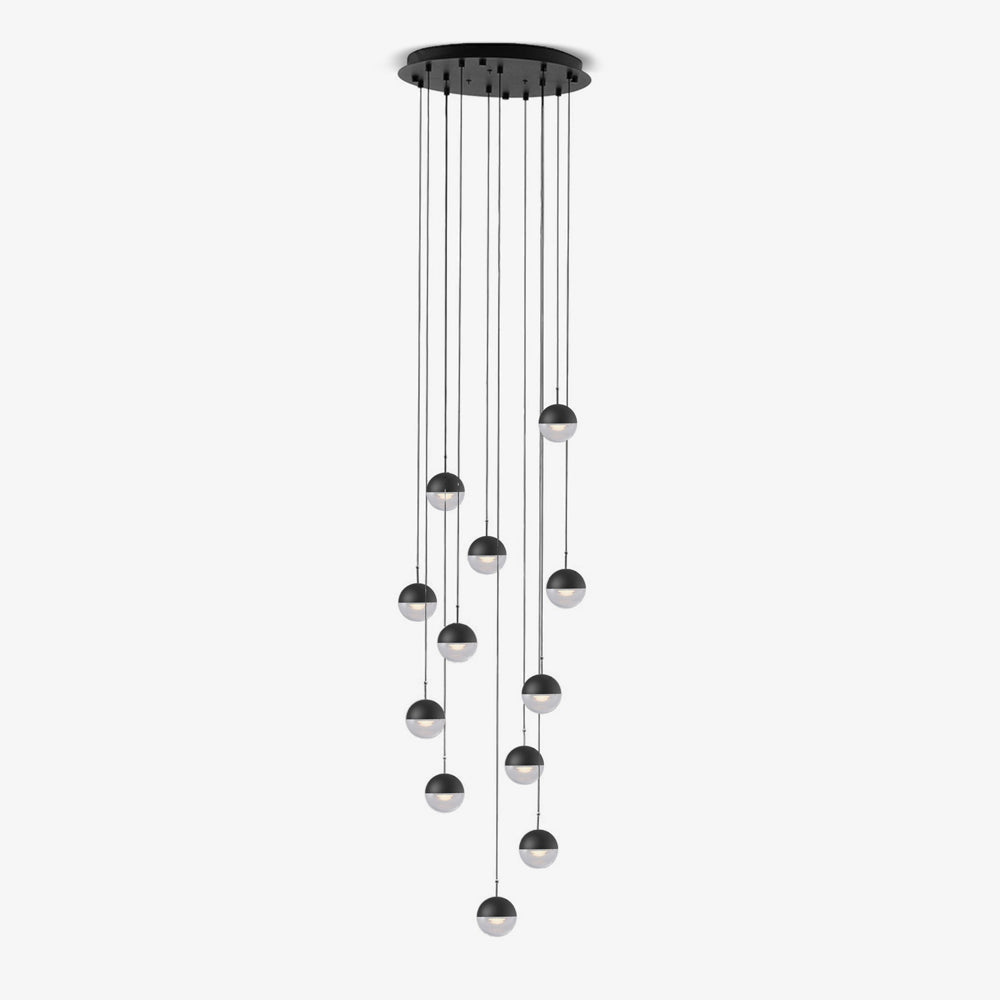 Zaneth lámpara colgante de acero vidrio multi-gota minimalista para escalera