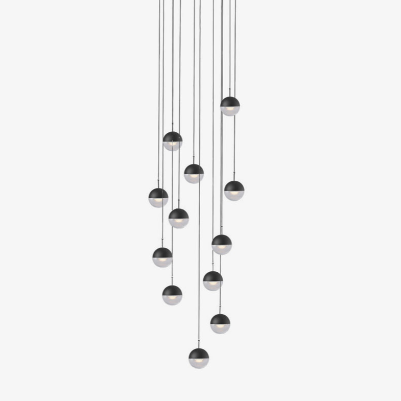Zaneth lámpara colgante de acero vidrio multi-gota minimalista para escalera