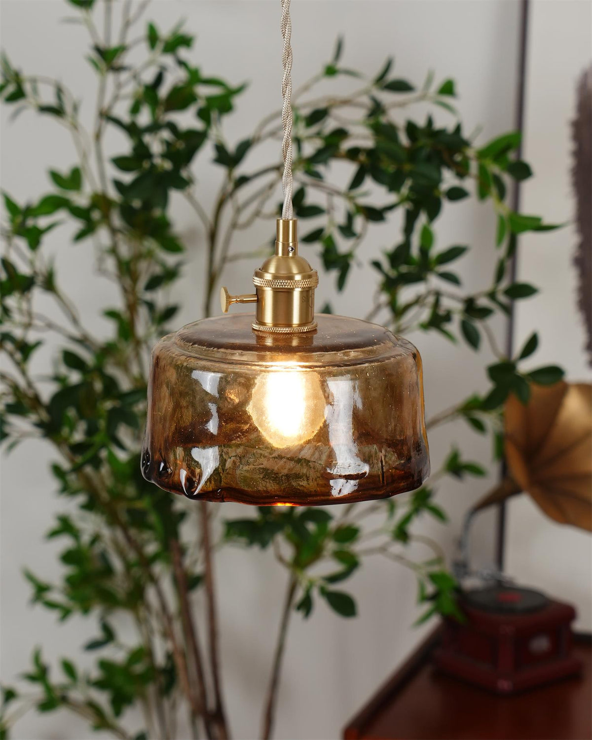 Velon lámpara colgante Vintage de vidrio ámbar