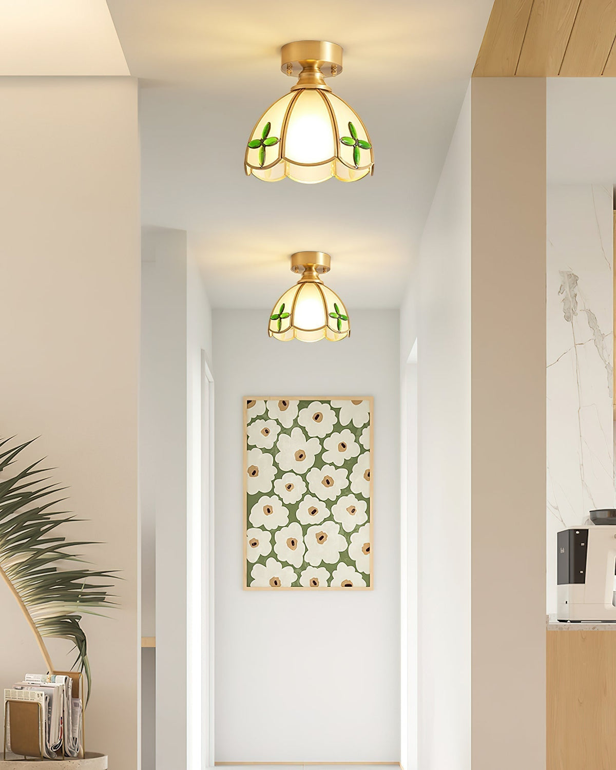 Nexo lámpara de techo Tiffany con pantalla de vidrio esmerilado estilo