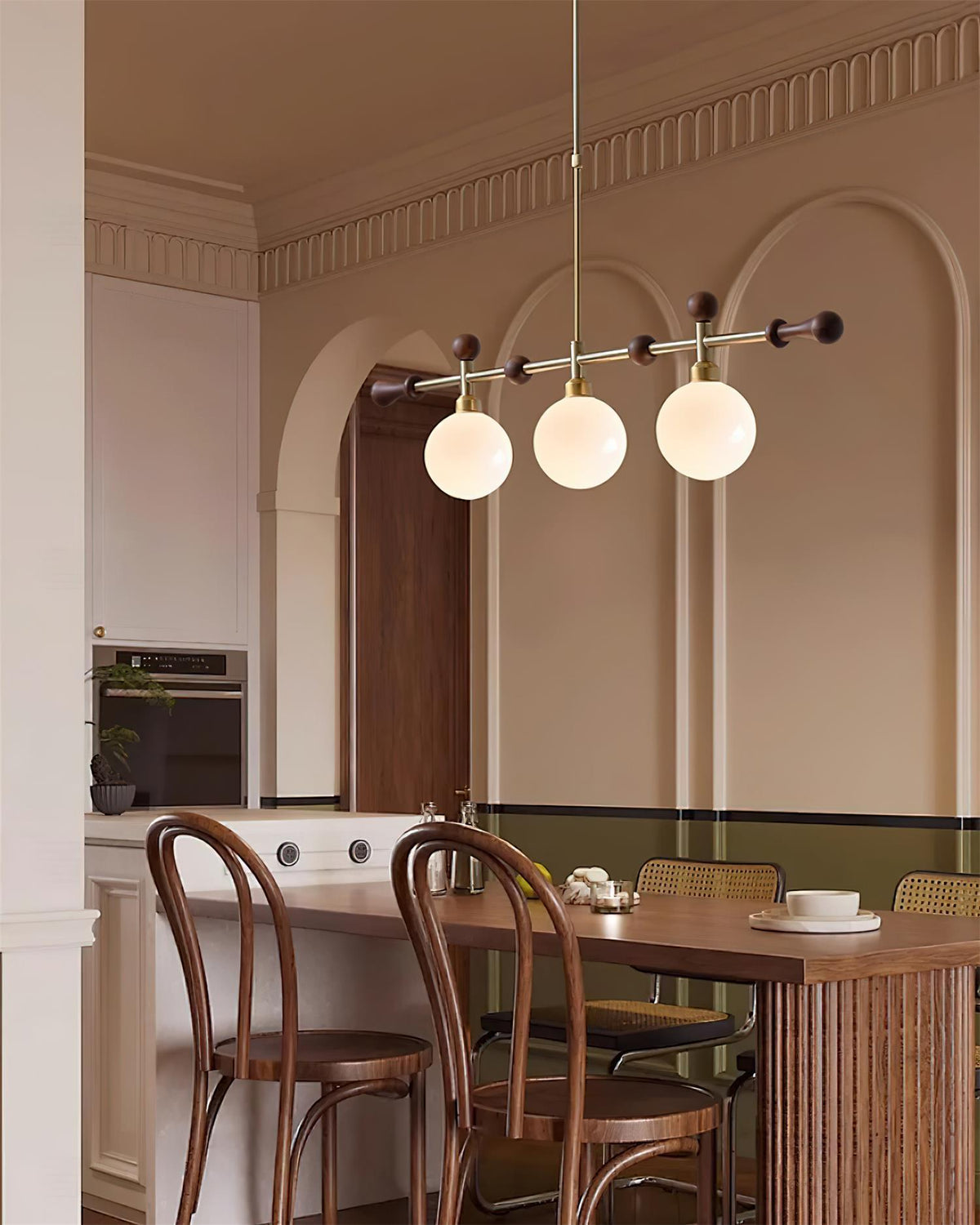 Lámpara de araña lineal con globo LED/incandescente para sala de comedor