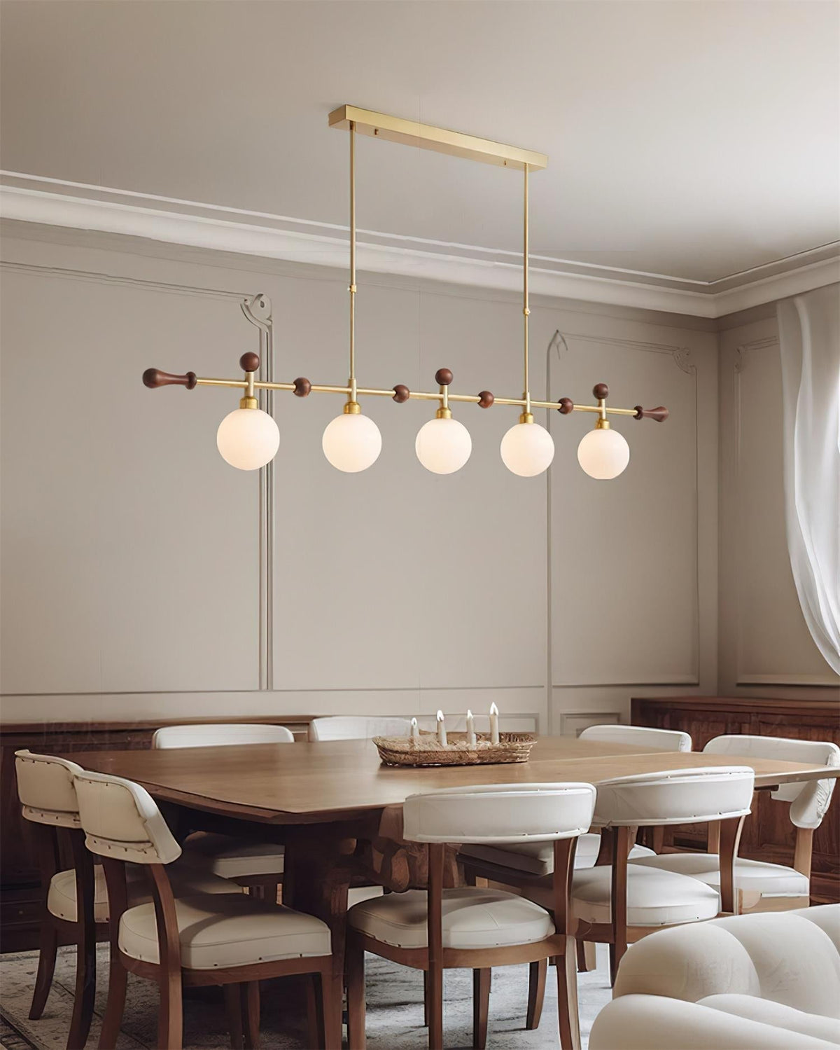 Lámpara de araña lineal con globo LED/incandescente para sala de comedor