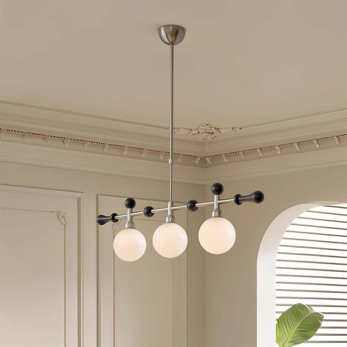 Lámpara de araña lineal con globo LED/incandescente para sala de comedor