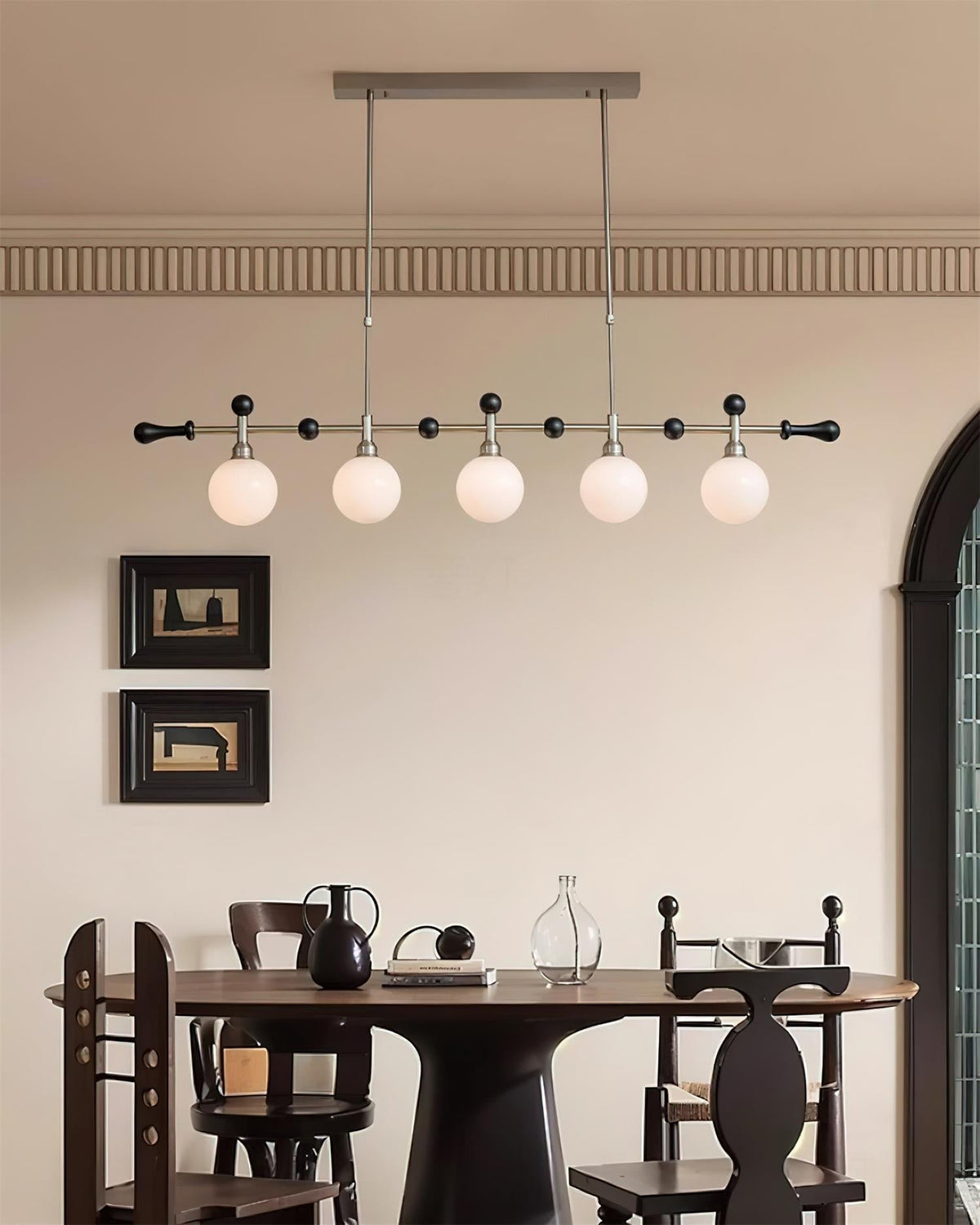 Lámpara de araña lineal con globo LED/incandescente para sala de comedor