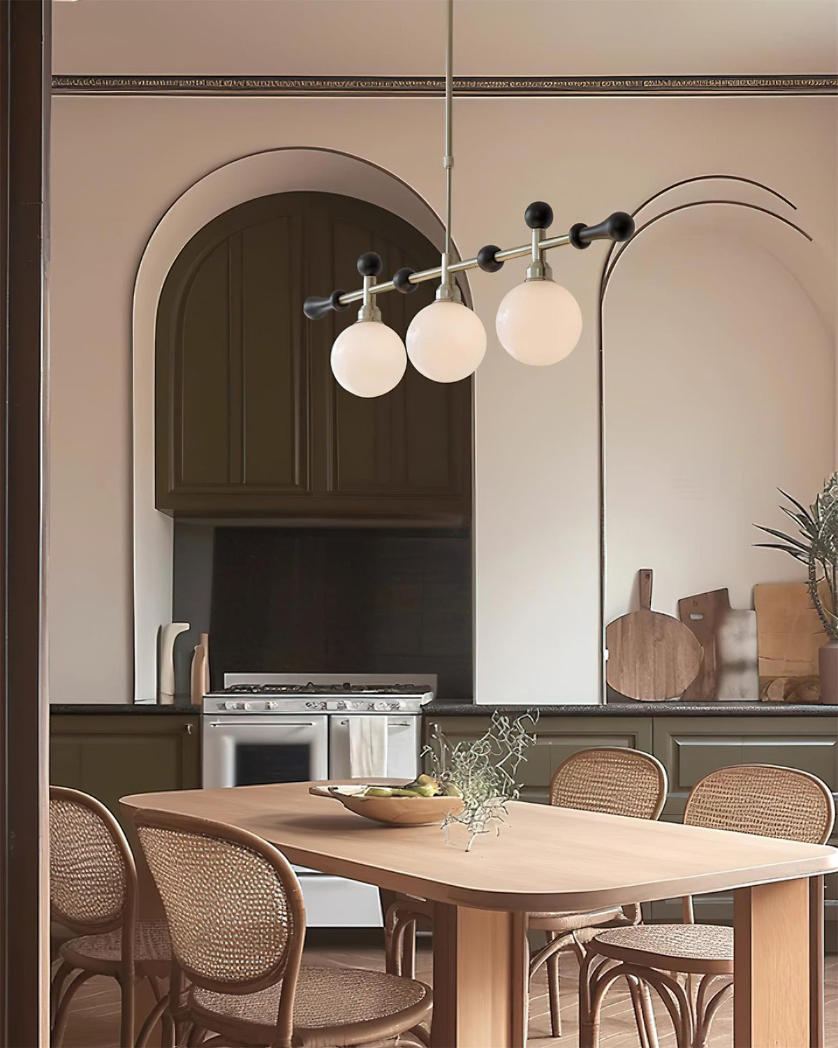 Lámpara de araña lineal con globo LED/incandescente para sala de comedor