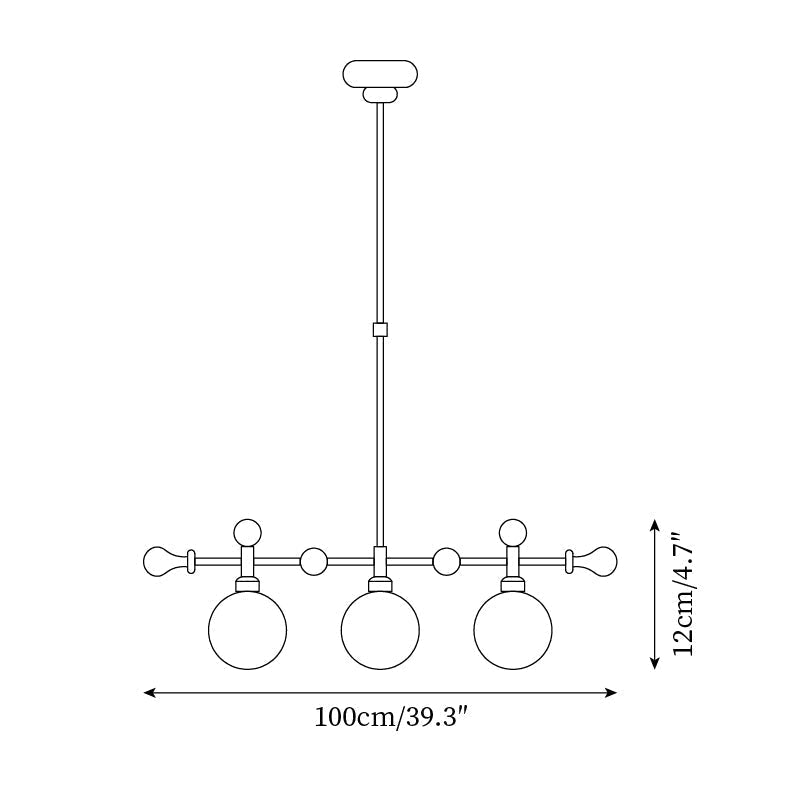 Lámpara de araña lineal con globo LED/incandescente para sala de comedor
