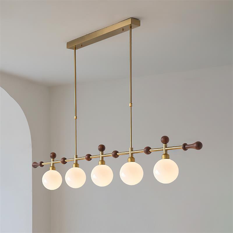 Lámpara de araña lineal con globo LED/incandescente para sala de comedor