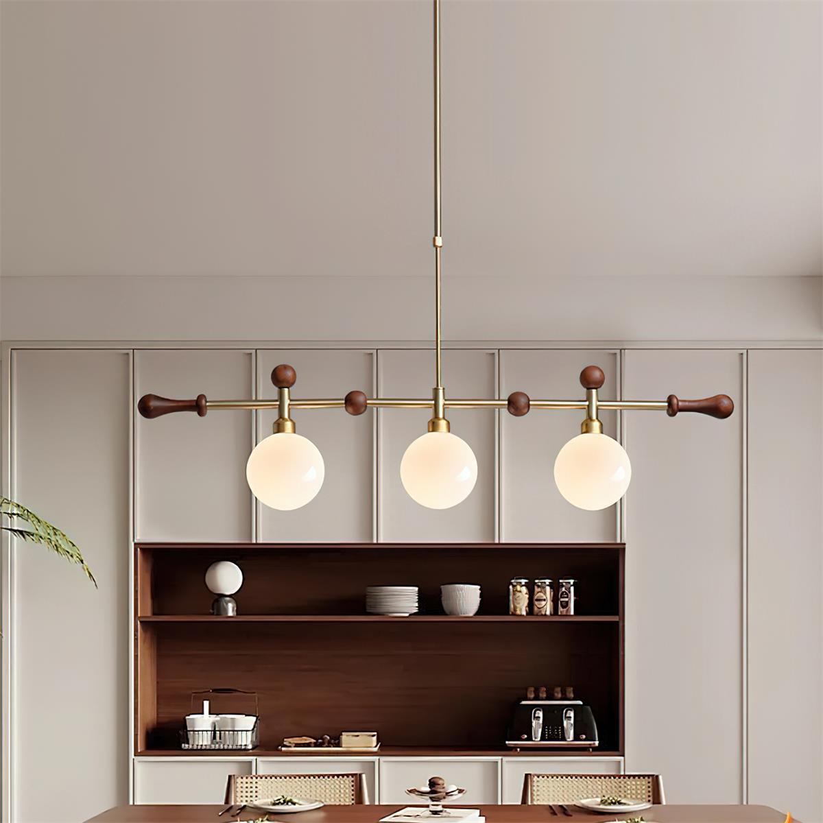 Lámpara de araña lineal con globo LED/incandescente para sala de comedor