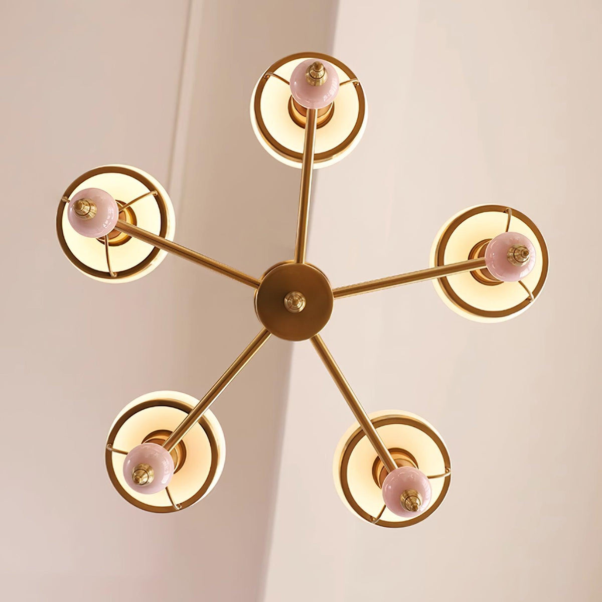 Lámpara de araña de vidrio y metal para sala de estar o comedor vintage
