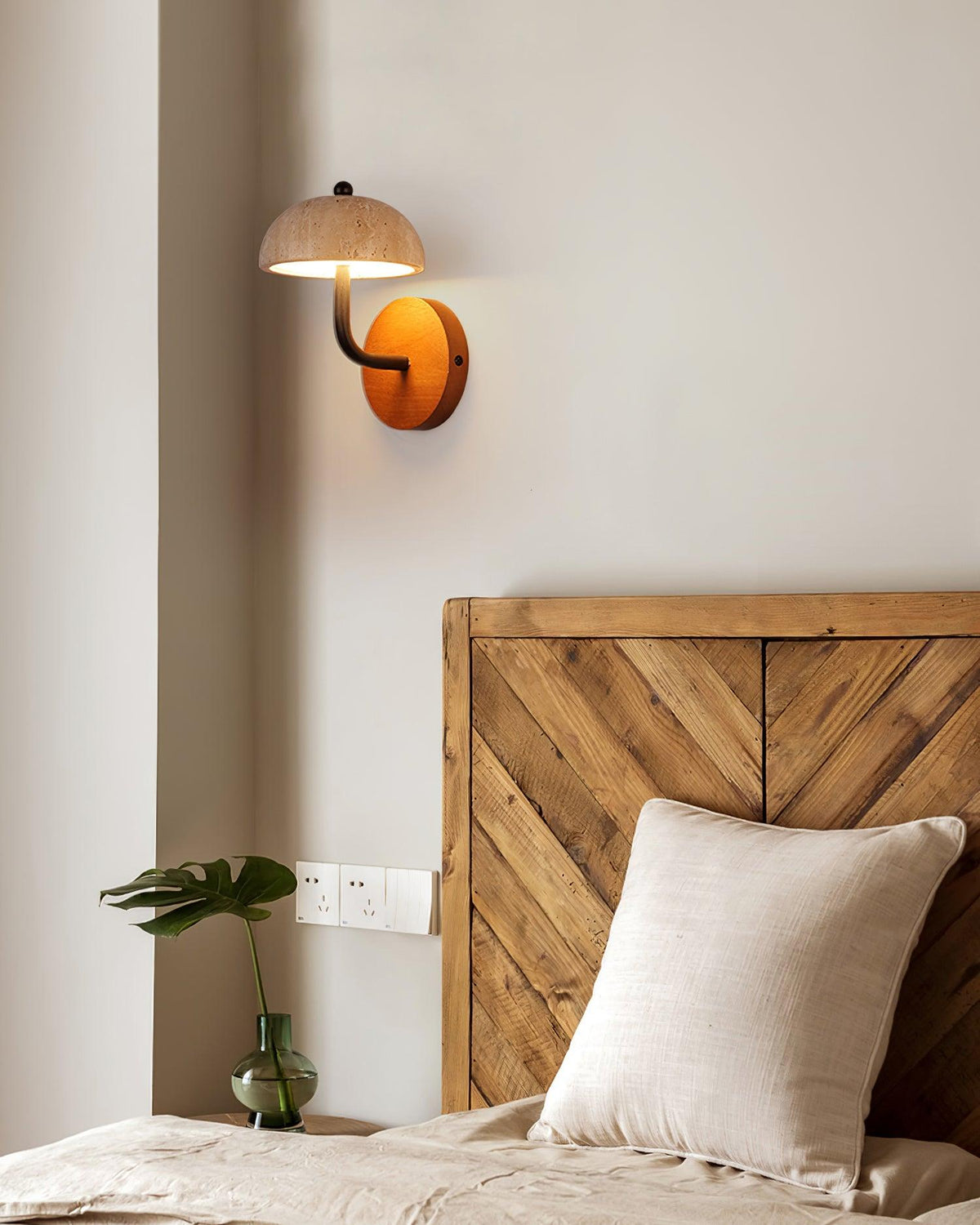 Solaro aplique de pared travertino pantalla semicúpula