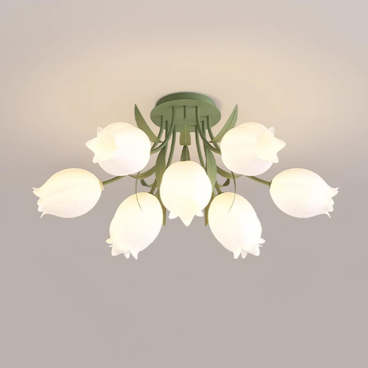 Ivory lámpara de techo flor de lirio con base verde