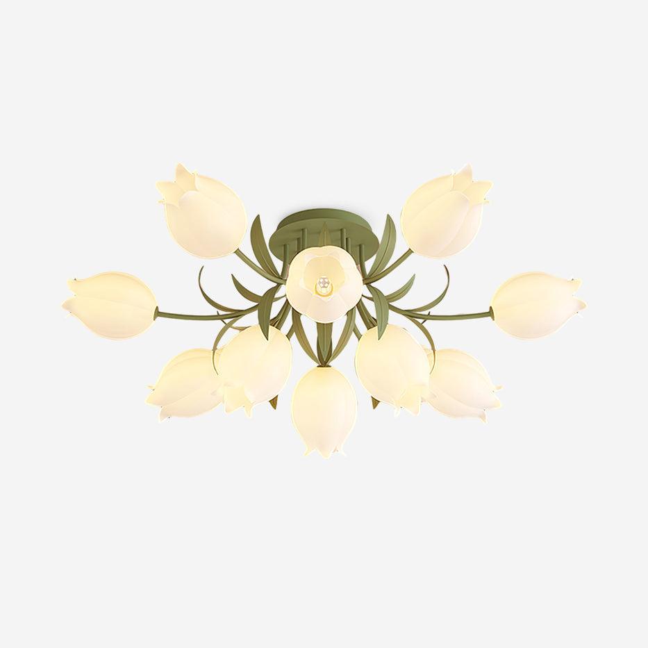 Ivory lámpara de techo flor de lirio con base verde