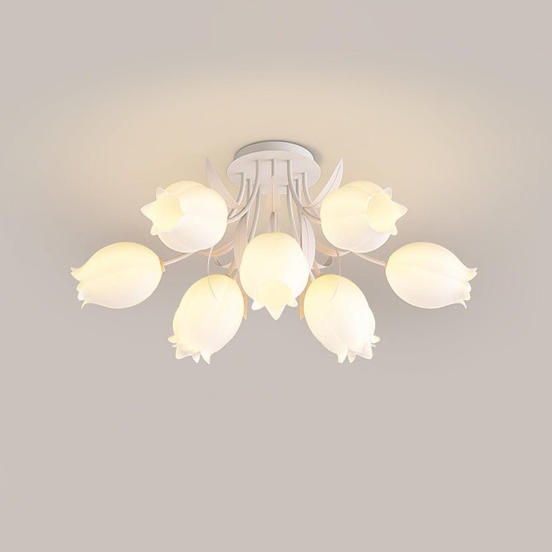 Ivory lámpara de techo flor de lirio con base verde