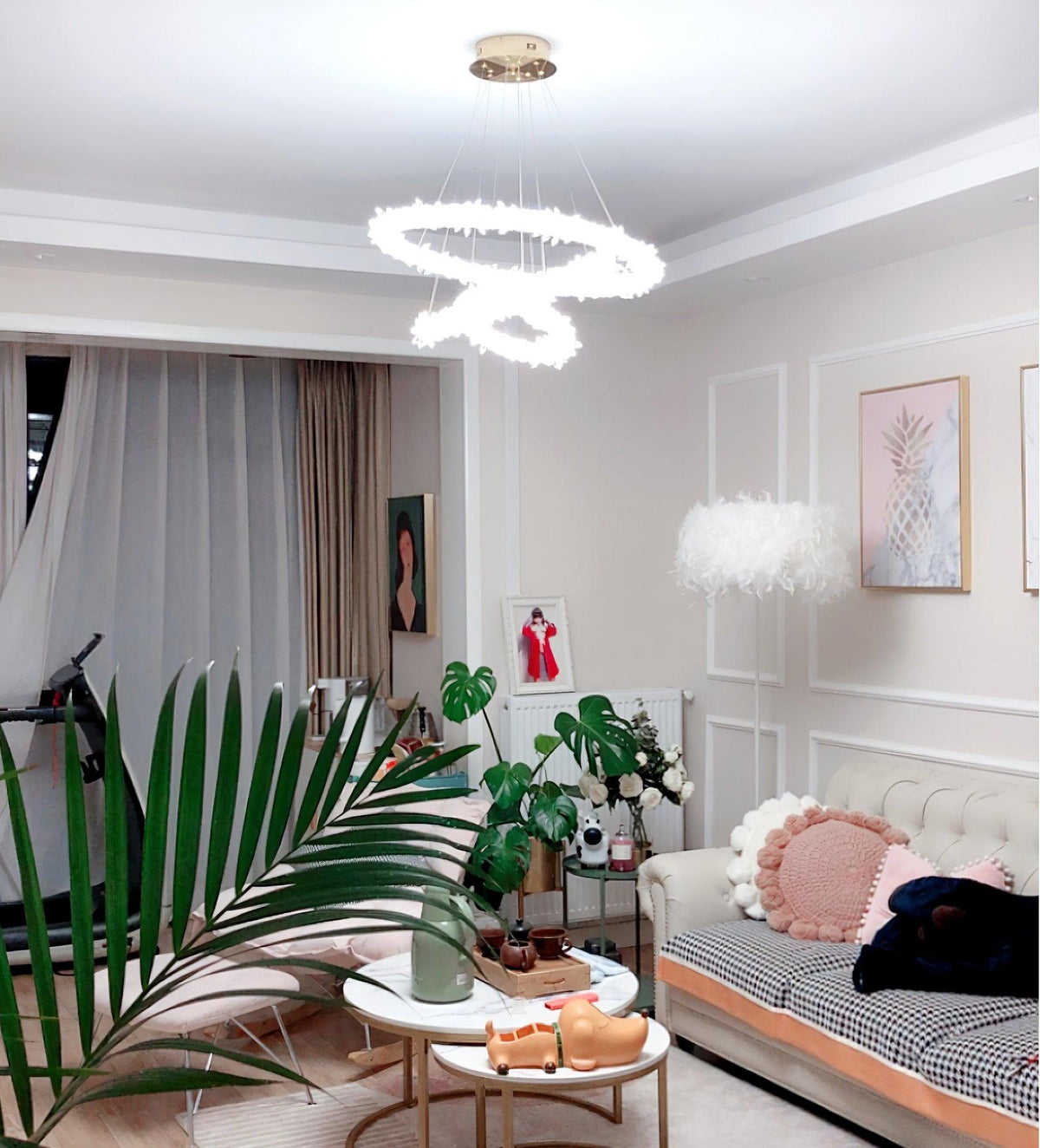 Seleira lámpara de araña Ring cristal LED