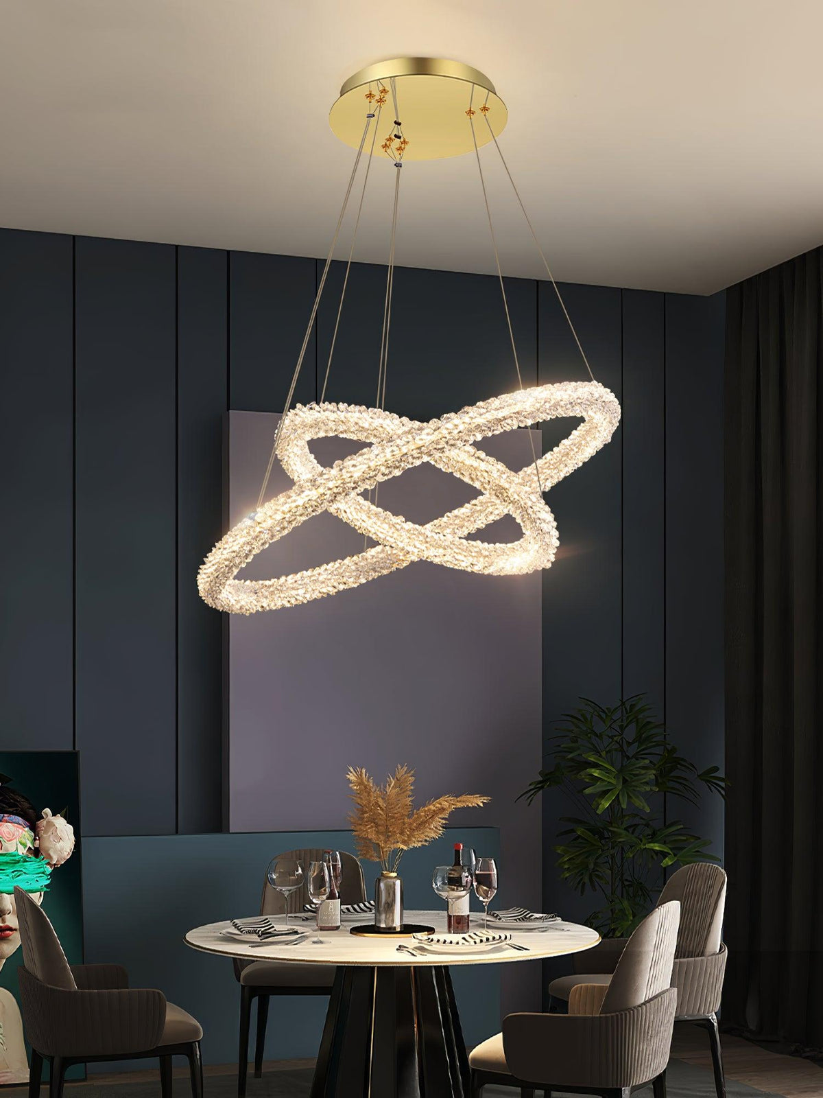 Seleira lámpara de araña Ring cristal LED