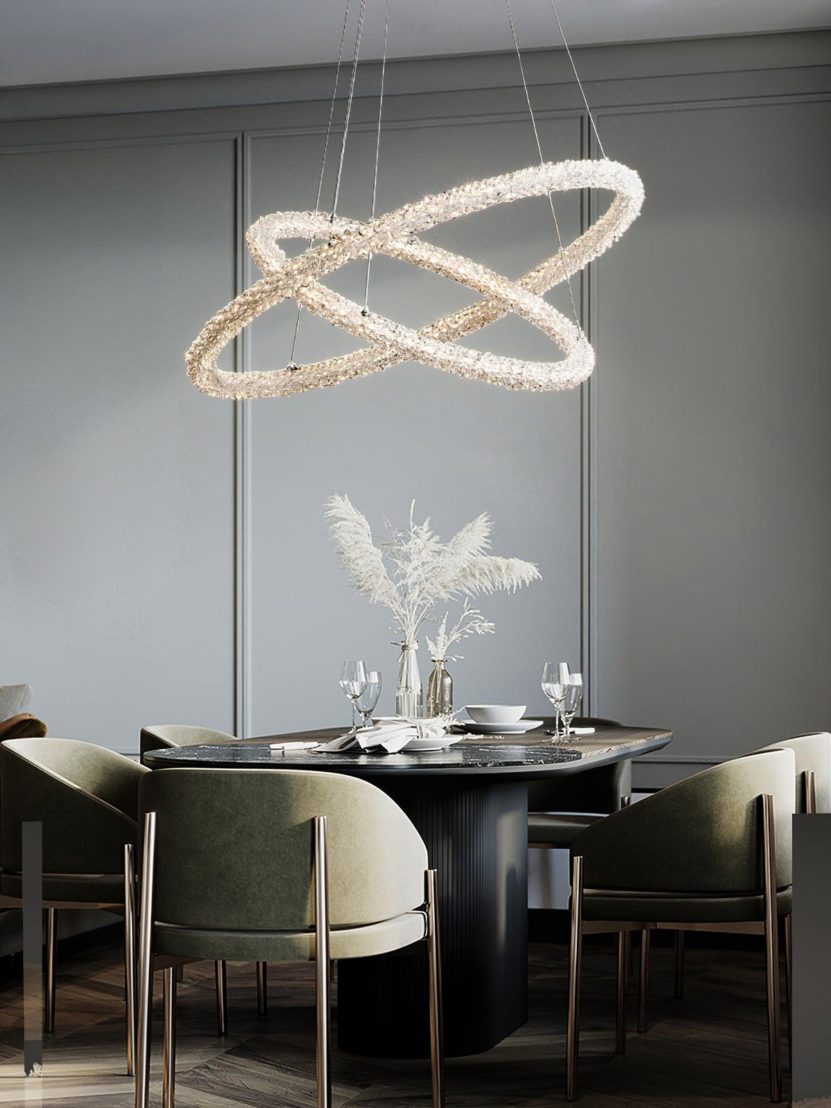 Seleira lámpara de araña Ring cristal LED
