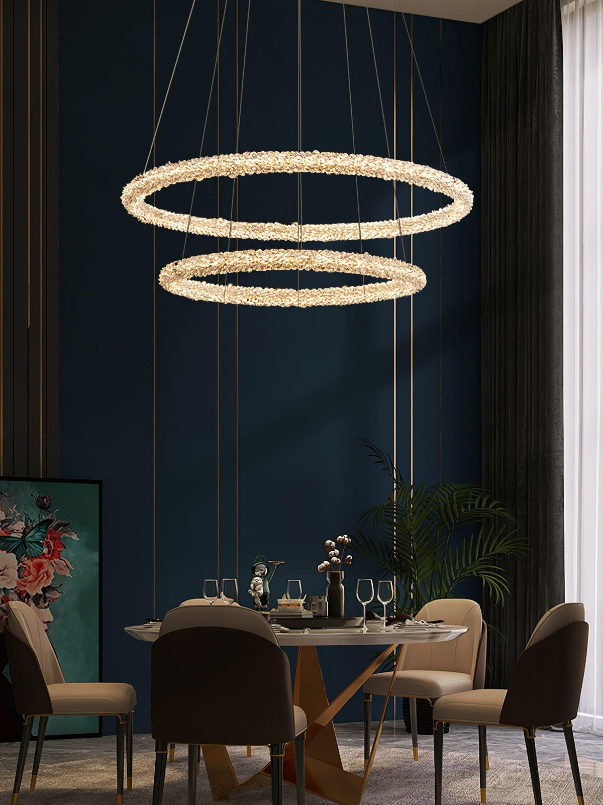 Seleira lámpara de araña Ring cristal LED