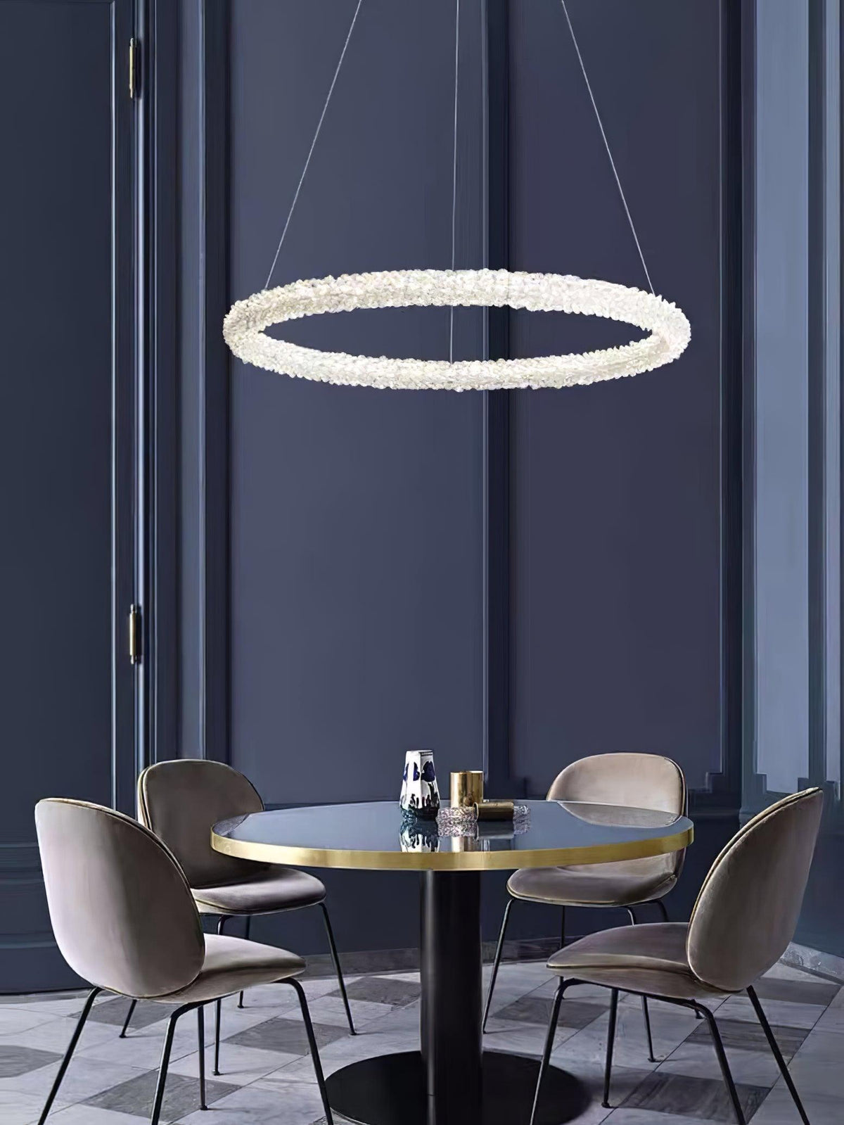 Seleira lámpara de araña Ring cristal LED