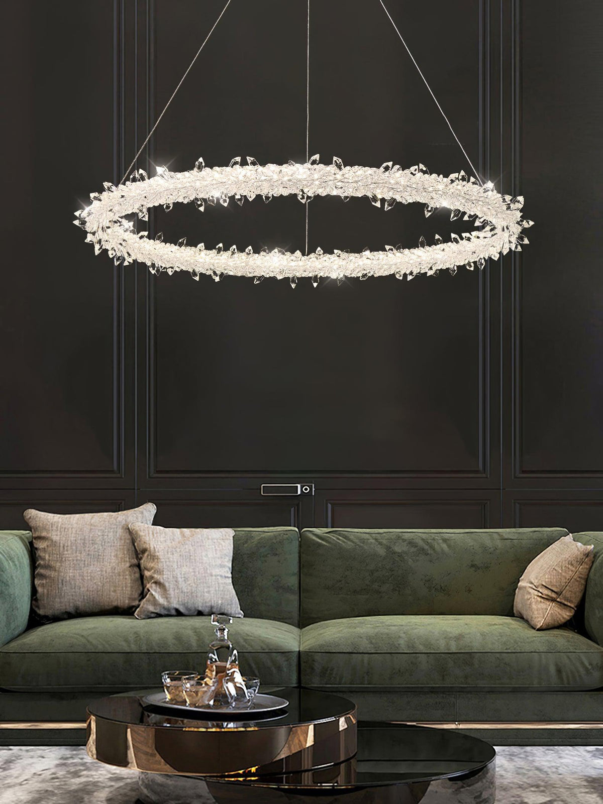 Seleira lámpara de araña Ring cristal LED