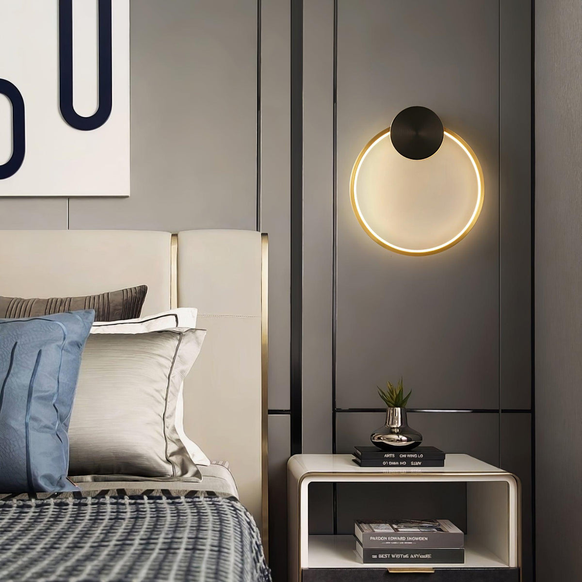 Oriaenne aplique de pared moderno minimalista anillado LED de latón metal