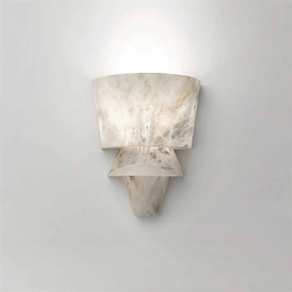 Alvian aplique de pared elegante blanco alabastro escalonado