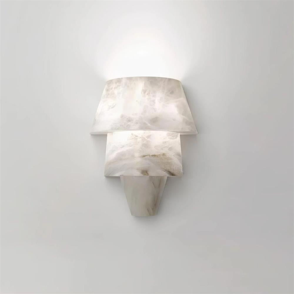 Alvian aplique de pared elegante blanco alabastro escalonado
