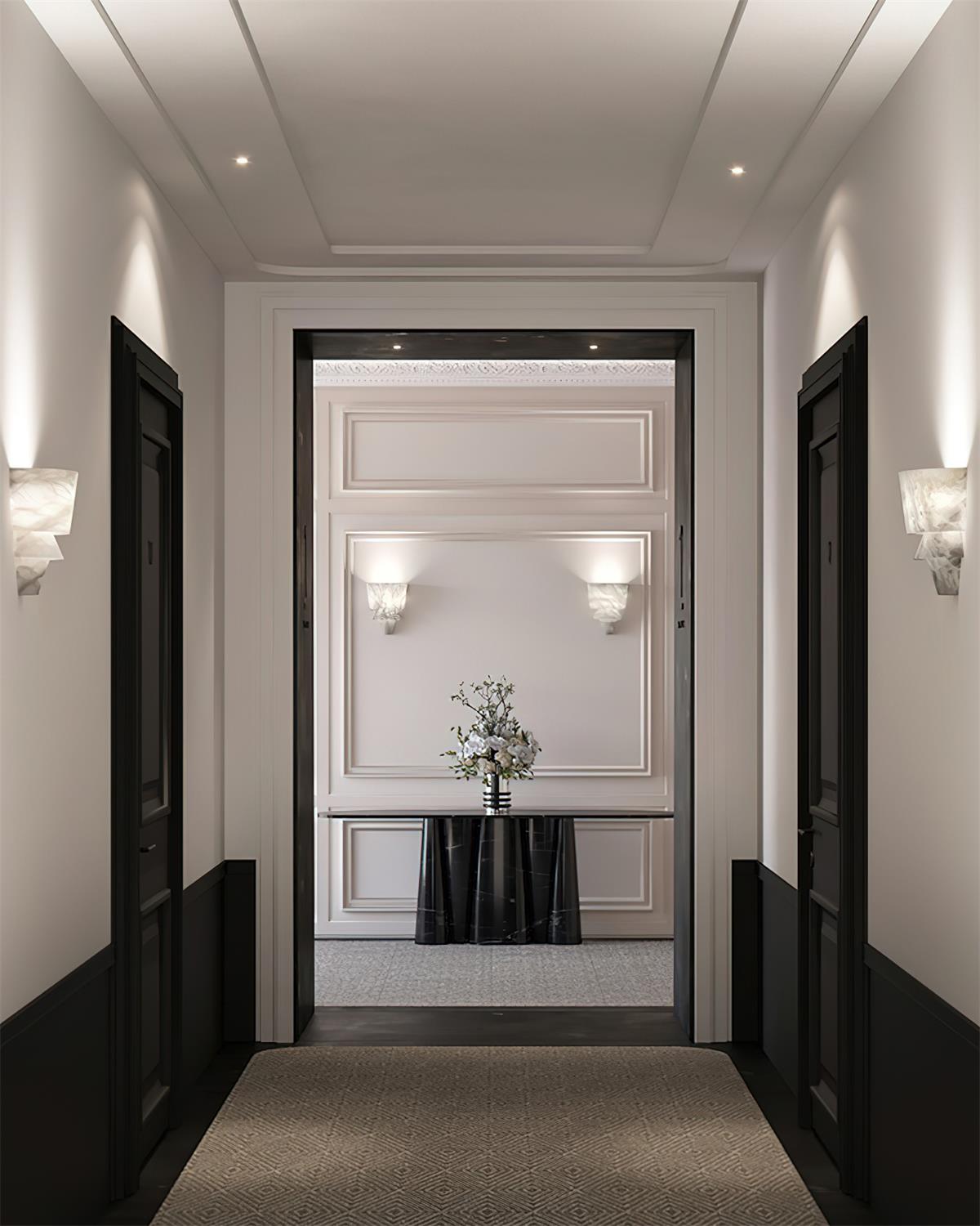 Alvian aplique de pared elegante blanco alabastro escalonado