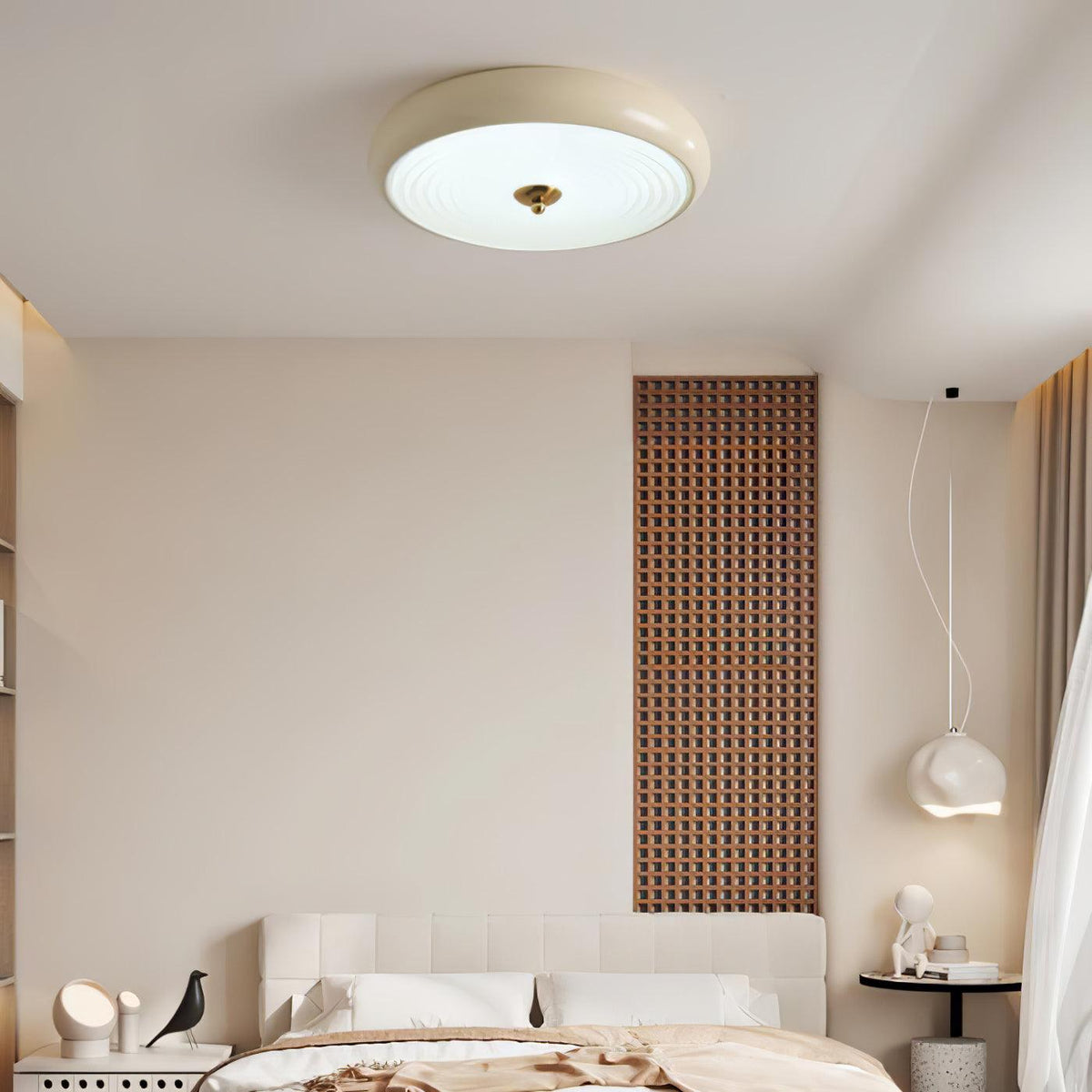 Utheara lámpara de techo moderna minimalista con vidrio efecto ondulado color crema