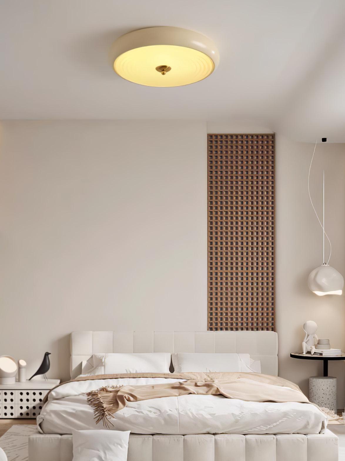 Utheara lámpara de techo moderna minimalista con vidrio efecto ondulado color crema