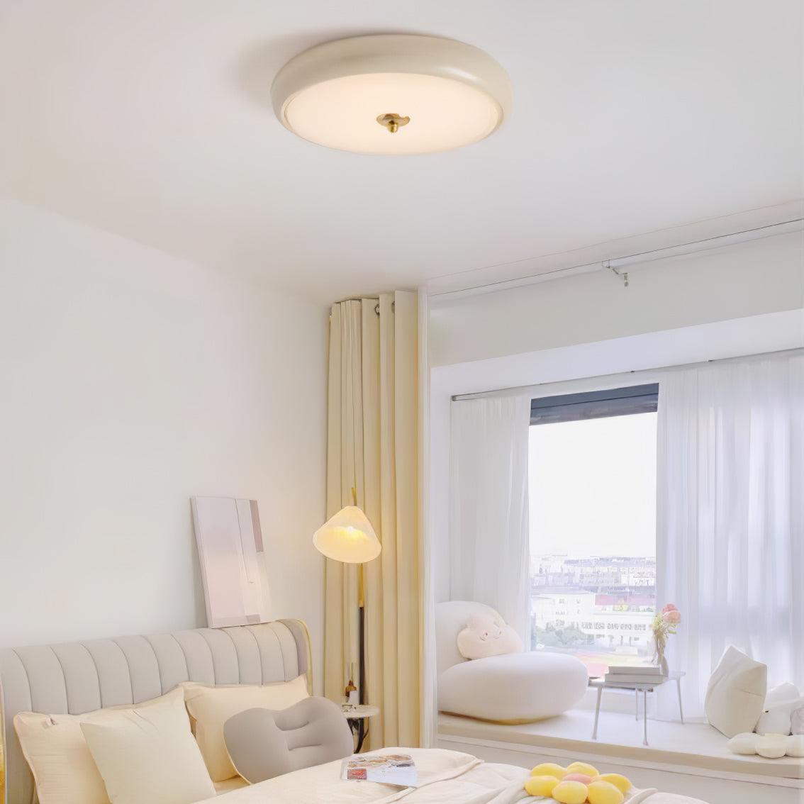 Utheara lámpara de techo moderna minimalista con vidrio efecto ondulado color crema