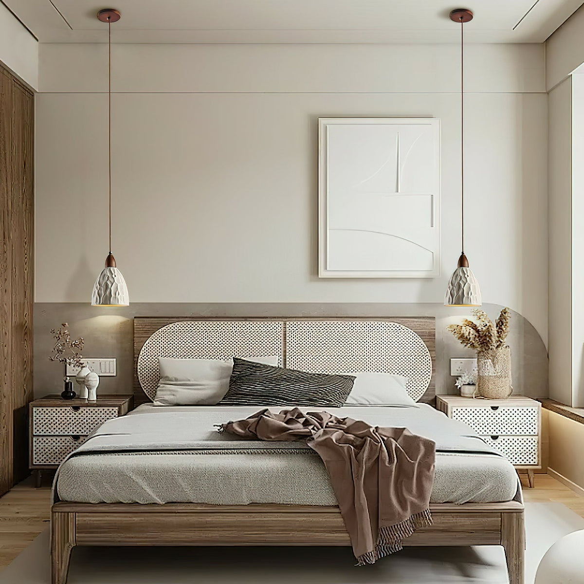 Osilora lámpara colgante Premium nórdica de madera con efecto efecto ondulado