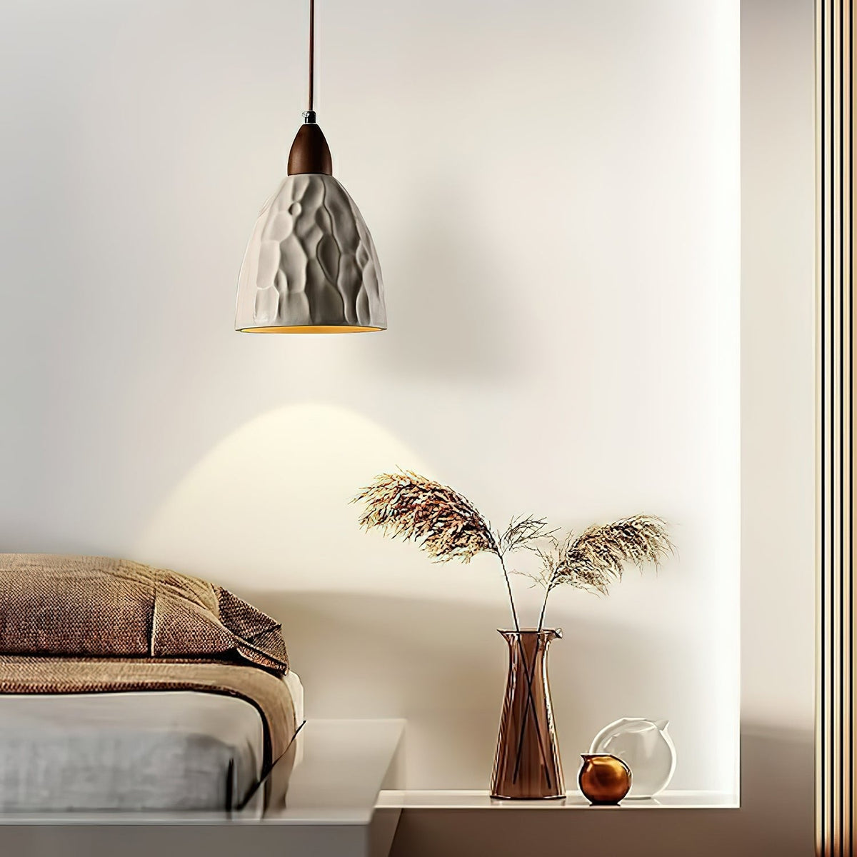 Osilora lámpara colgante Premium nórdica de madera con efecto efecto ondulado