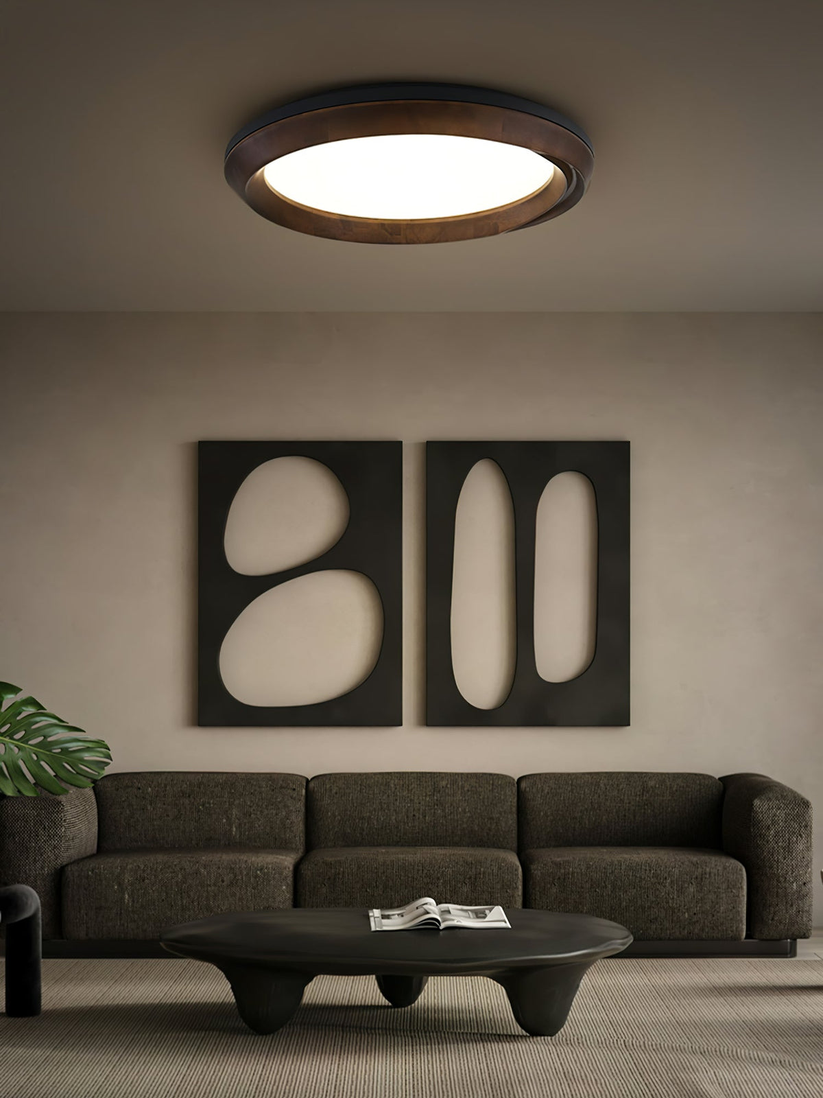 Aurdoreth lámpara de techo moderna minimalista de madera con efecto efecto ondulado