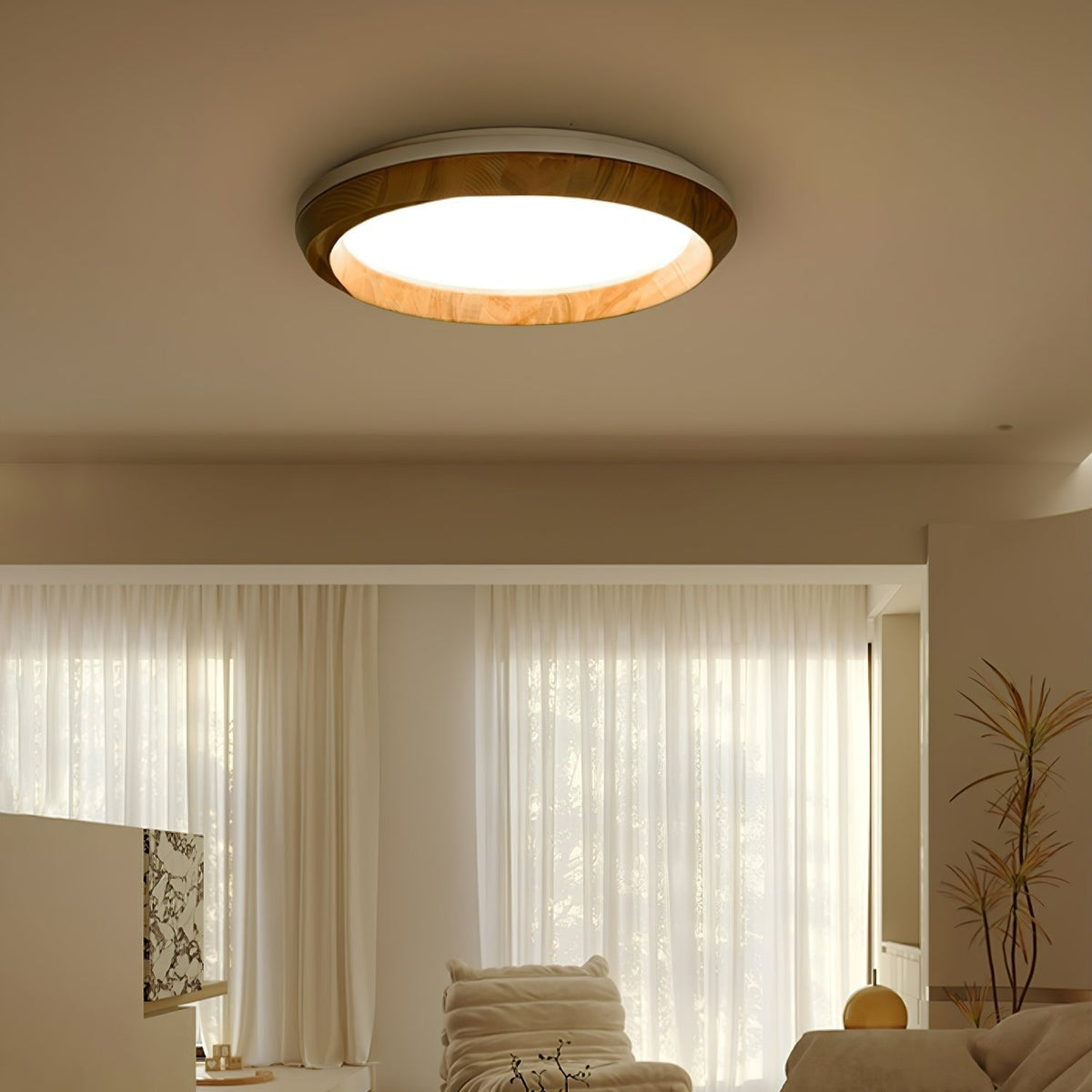Aurdoreth lámpara de techo moderna minimalista de madera con efecto efecto ondulado