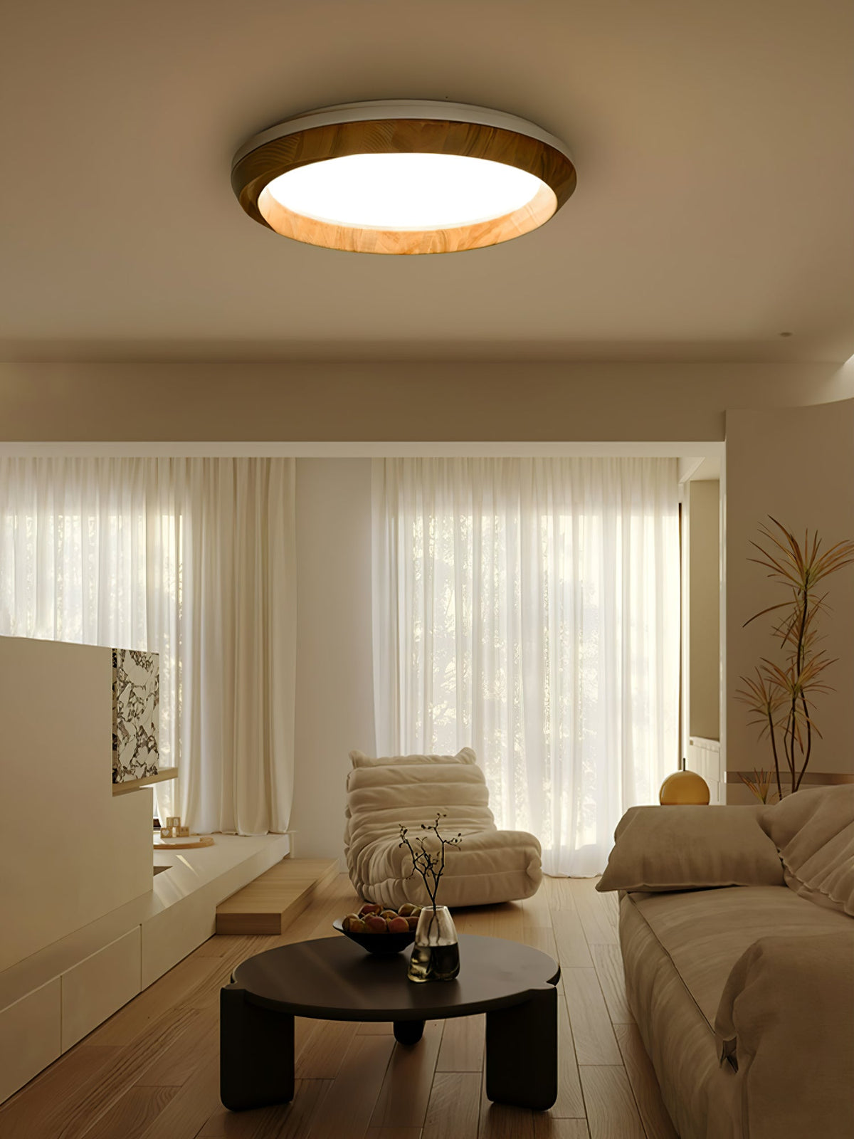 Aurdoreth lámpara de techo moderna minimalista de madera con efecto efecto ondulado