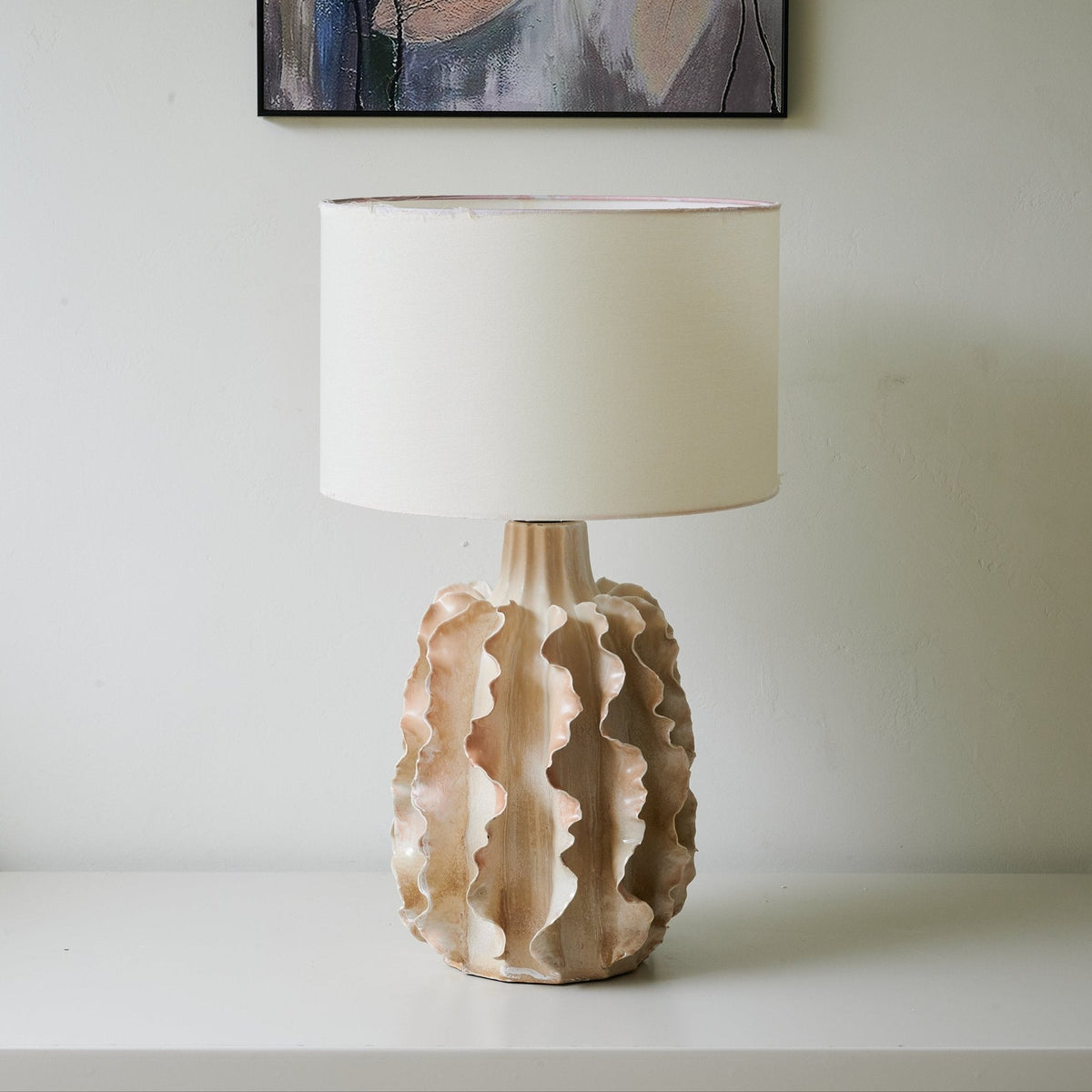 Charles lámpara de mesa de cerámica lujo beige
