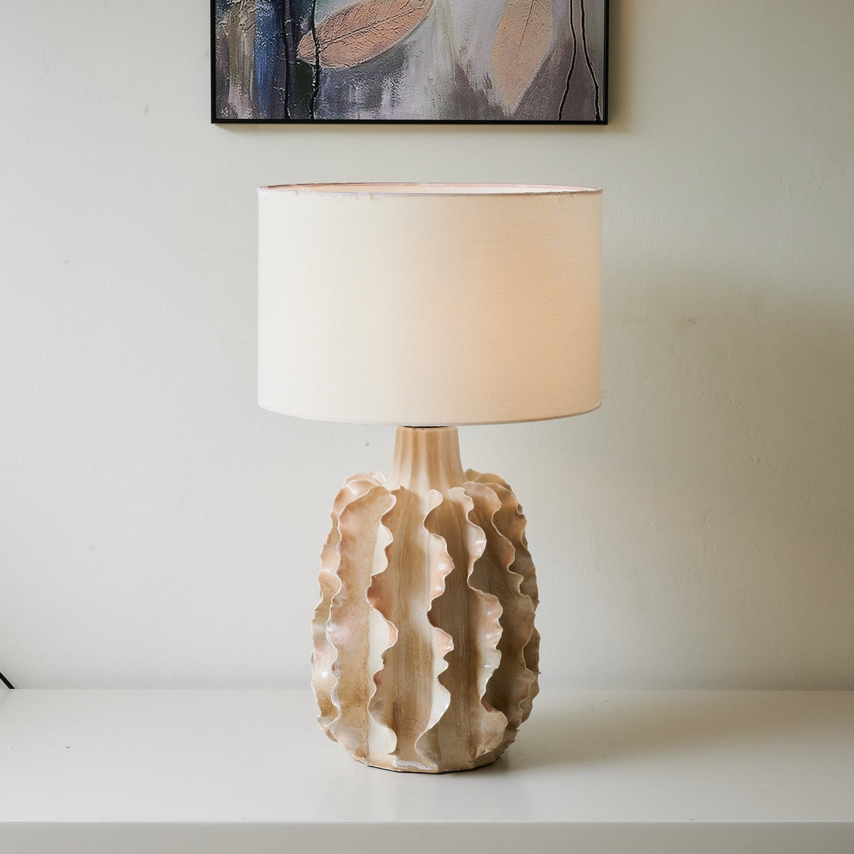 Charles lámpara de mesa de cerámica lujo beige