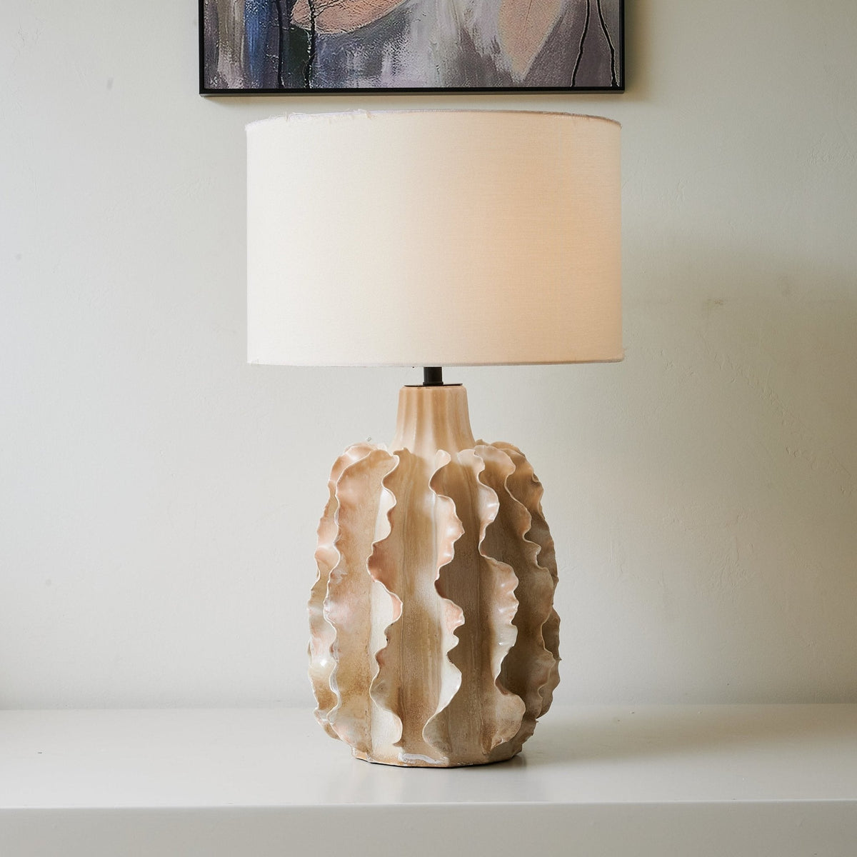 Charles lámpara de mesa de cerámica lujo beige