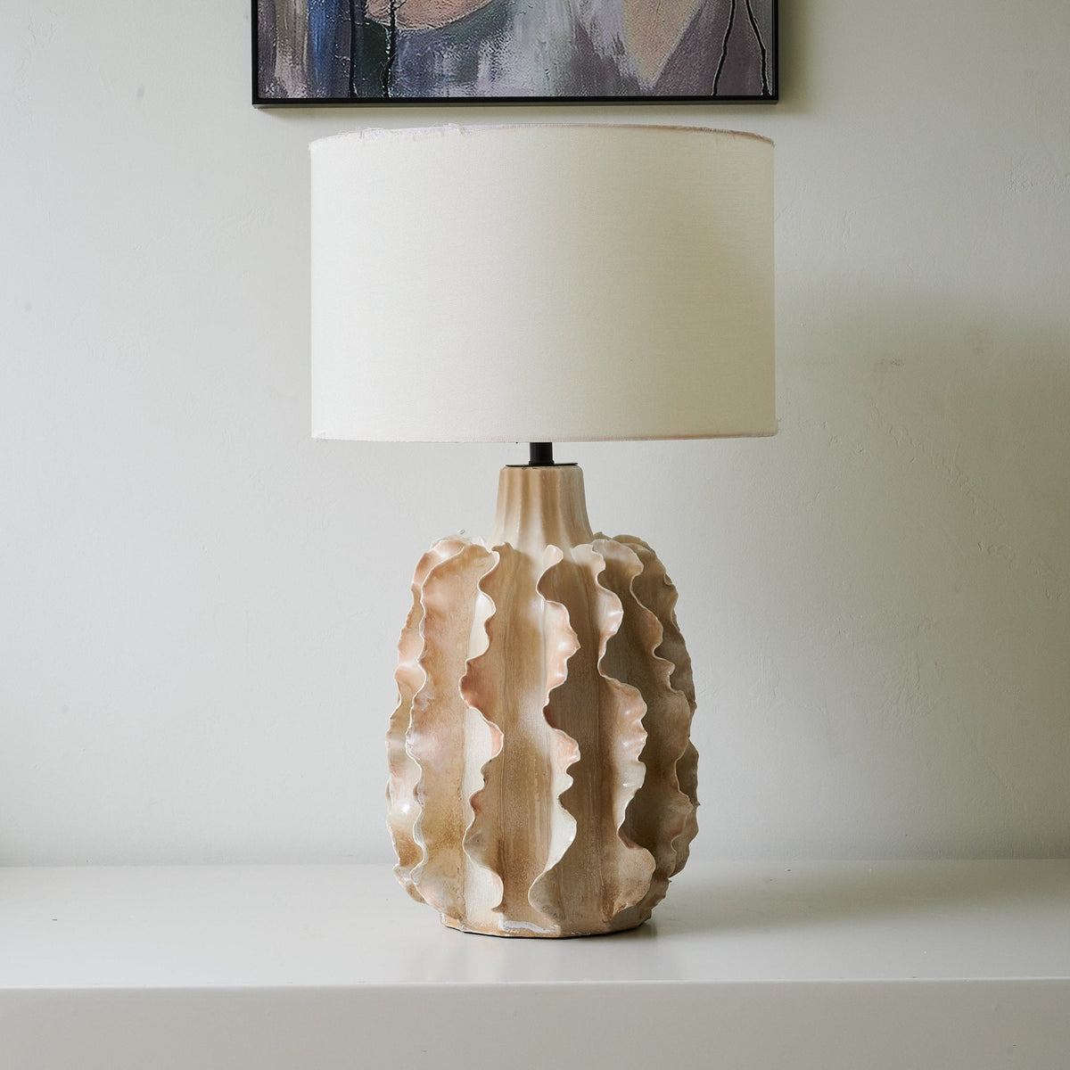 Charles lámpara de mesa de cerámica lujo beige