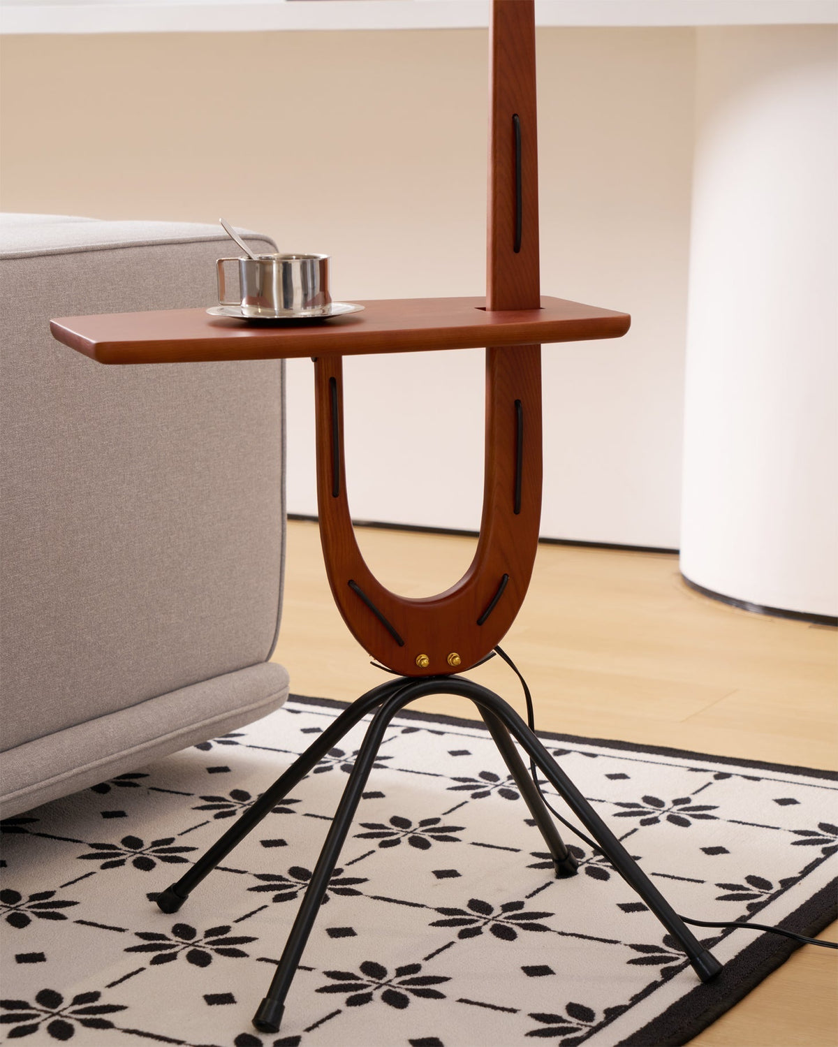 Vemara lámpara de pie de madera estilo mid-century
