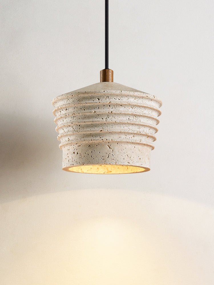 Hana lámpara colgante con textura ribeteada en travertino natural amarillo