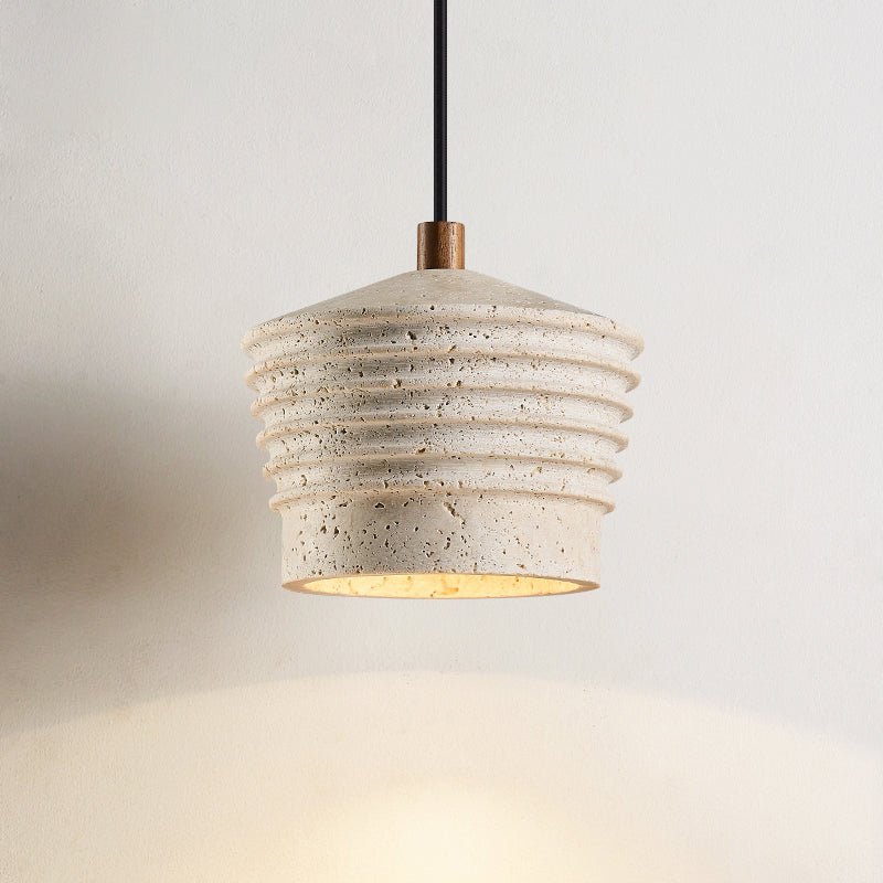 Hana lámpara colgante con textura ribeteada en travertino natural amarillo