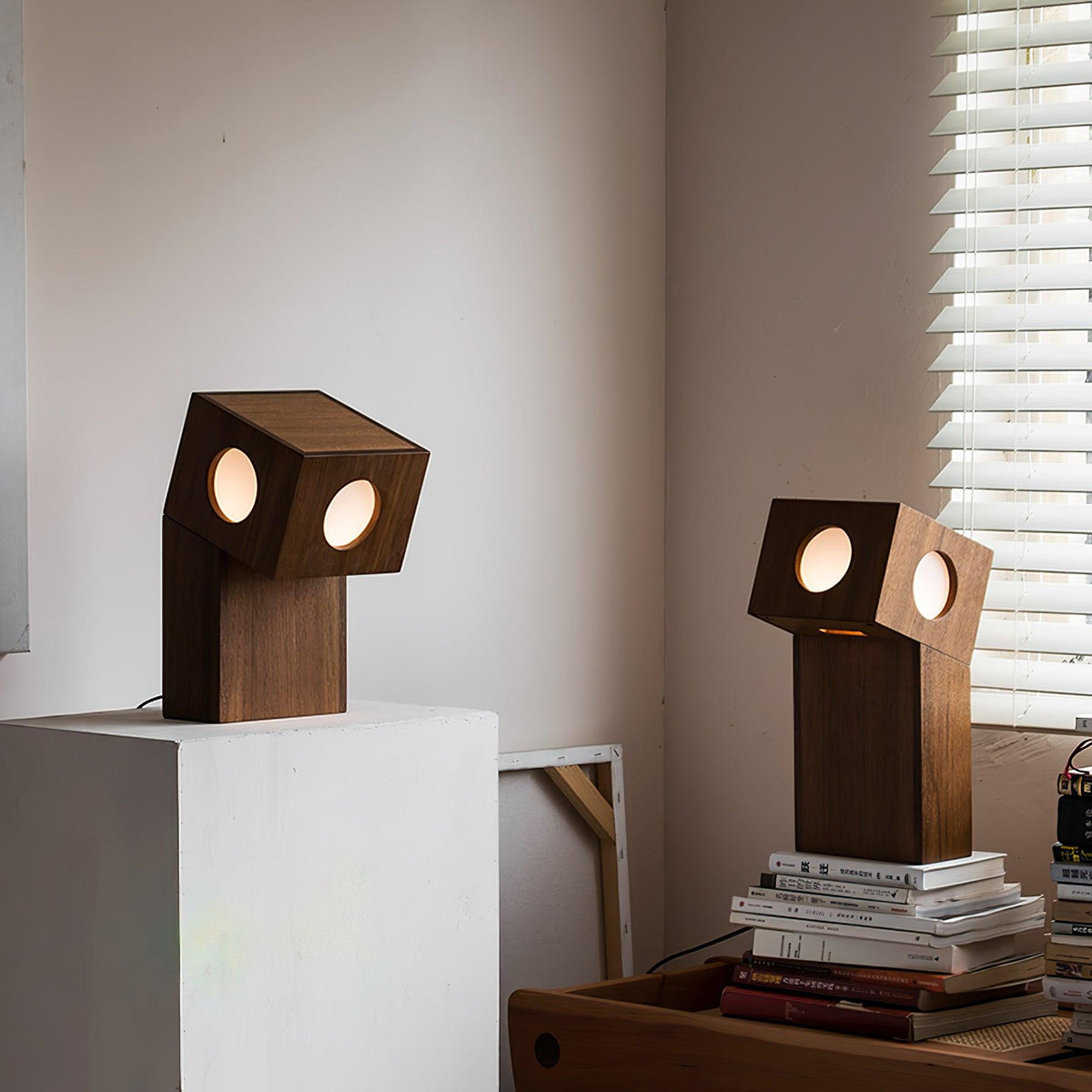 Geo lámpara de mesa moderna de madera