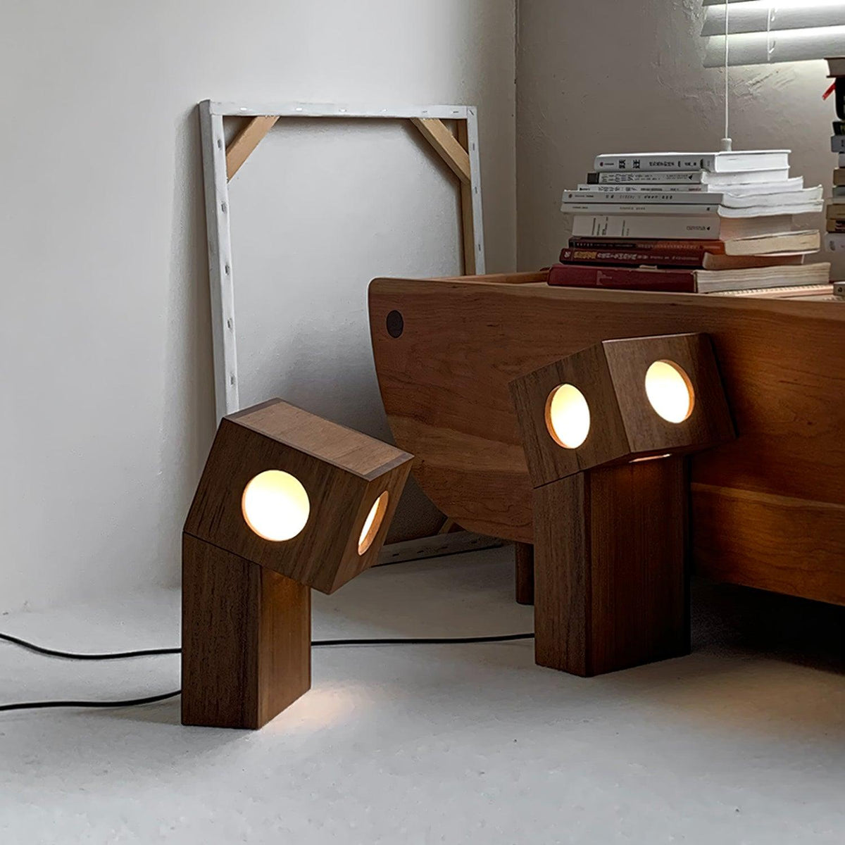 Geo lámpara de mesa moderna de madera