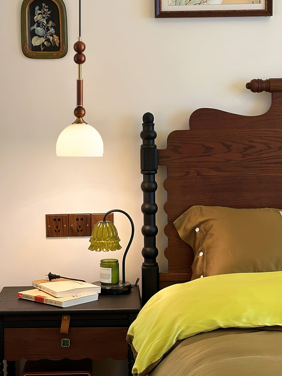 Yovelis lámpara colgante Vintage de madera