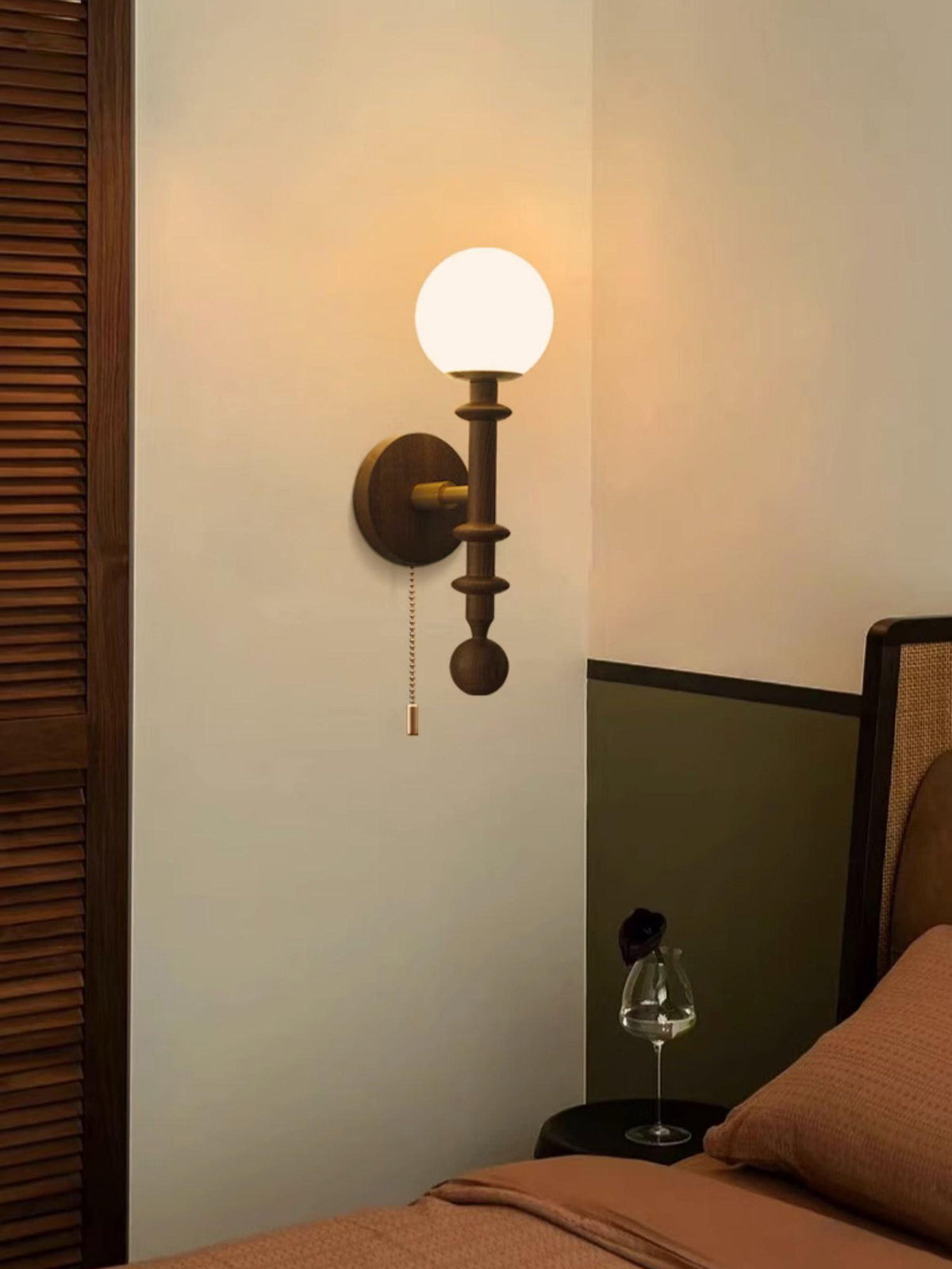Elmiror aplique de pared elegancia Columna Romana de vidrio y madera