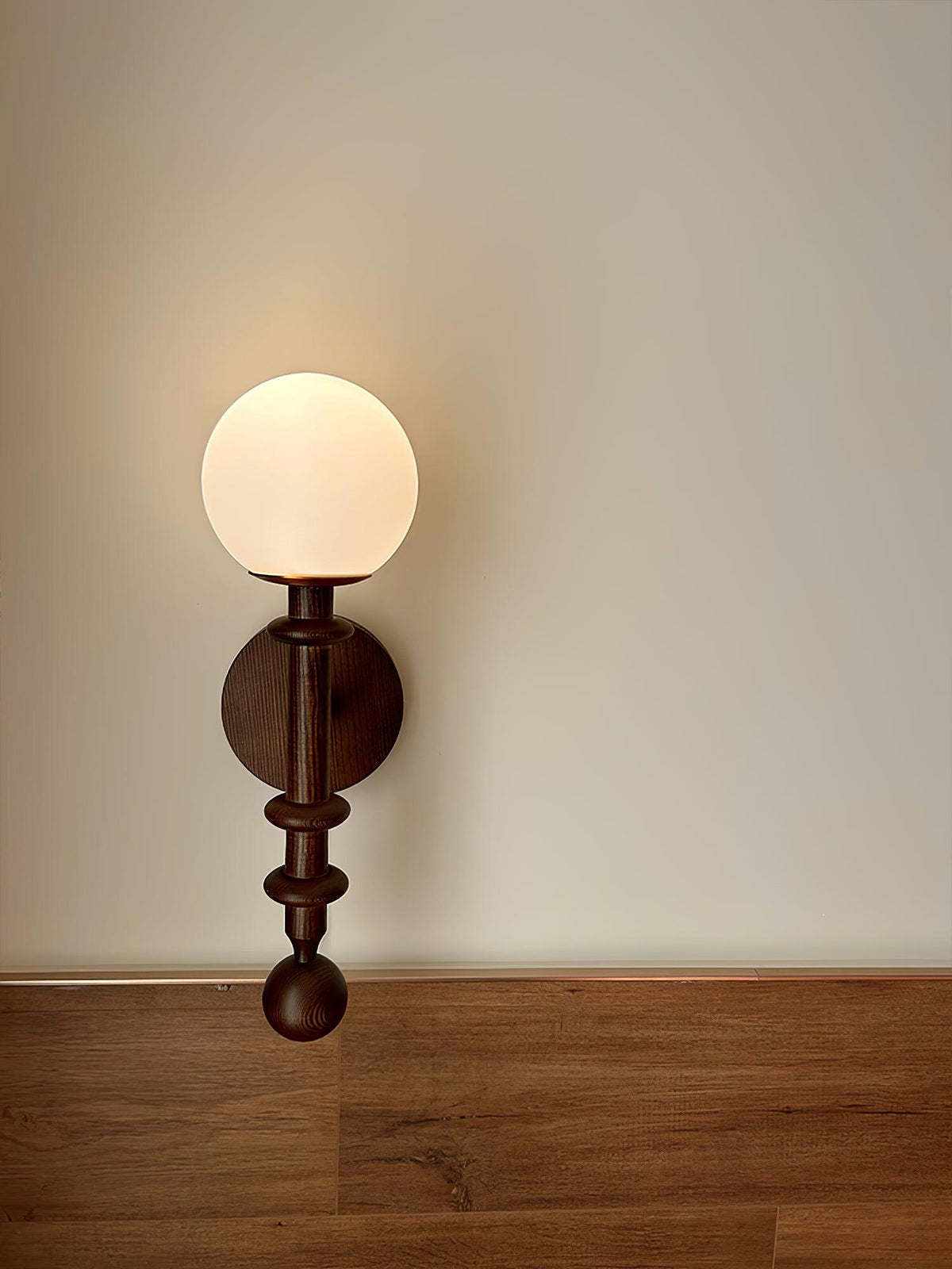 Elmiror aplique de pared elegancia Columna Romana de vidrio y madera